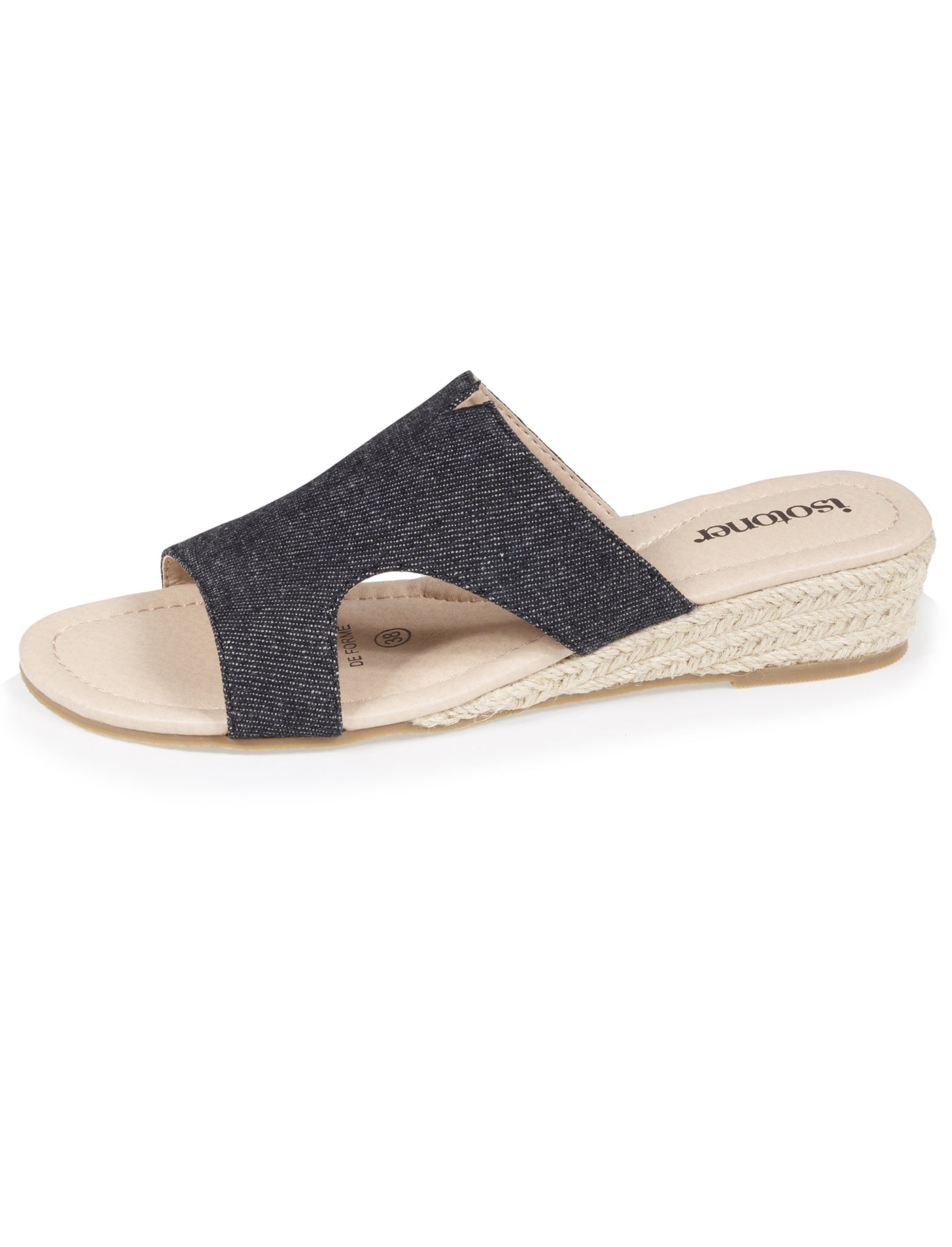 isotoner-mules-claquettes-femme-talon-jean-noir-3-cm image 6