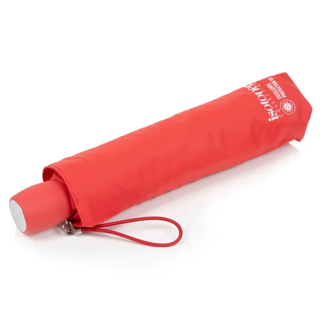 isotoner-parapluie-ombrelle-rouge-corail-upf50-pliant image 1