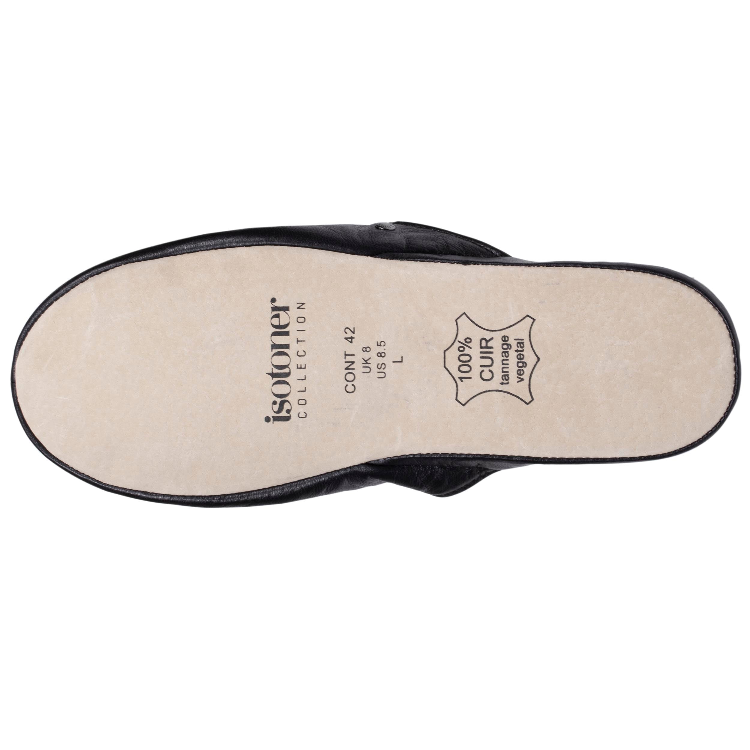 isotoner-chausson-mules-cuir-homme-noir image 4