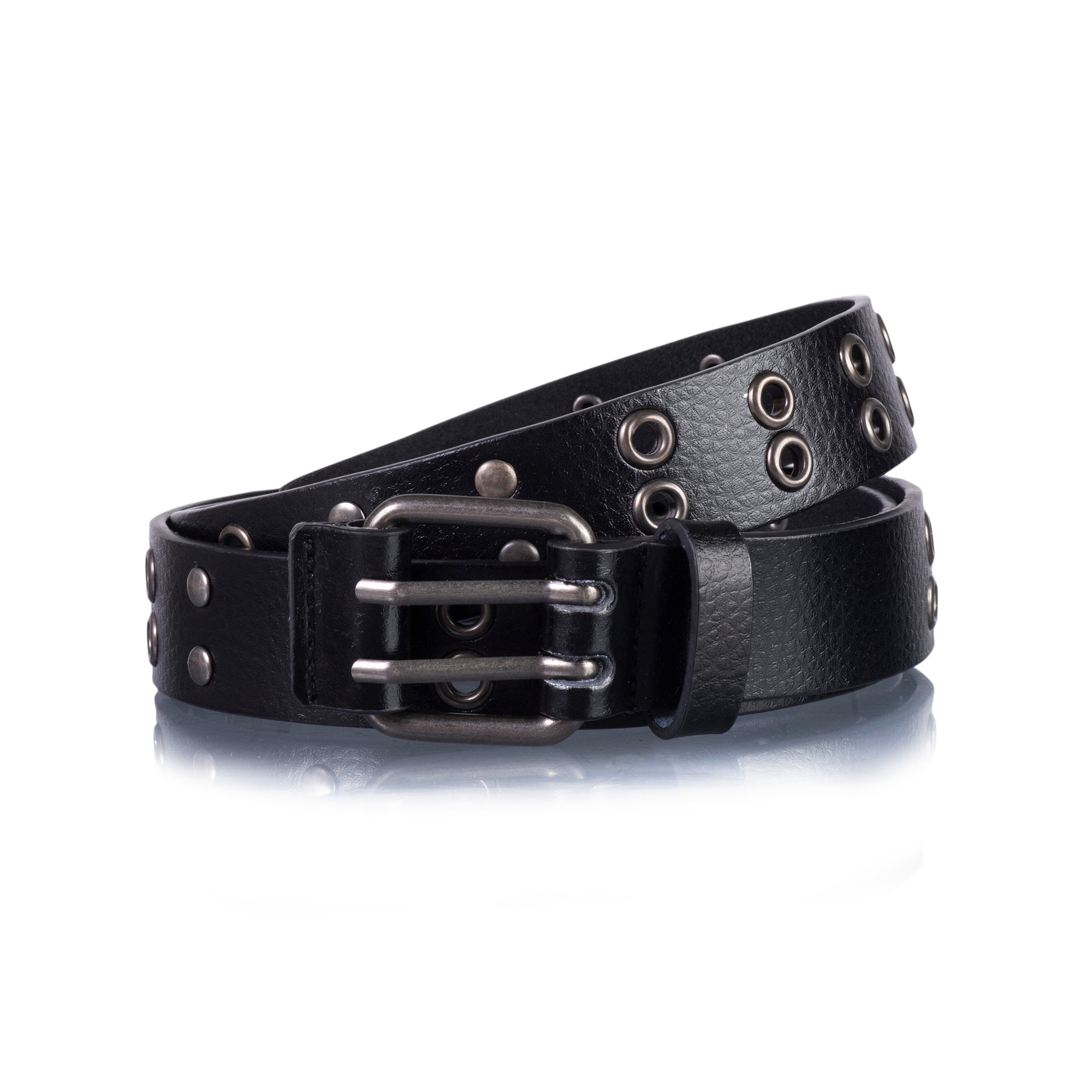isotoner-ceinture-femme-grain-e-noir-illets image 1