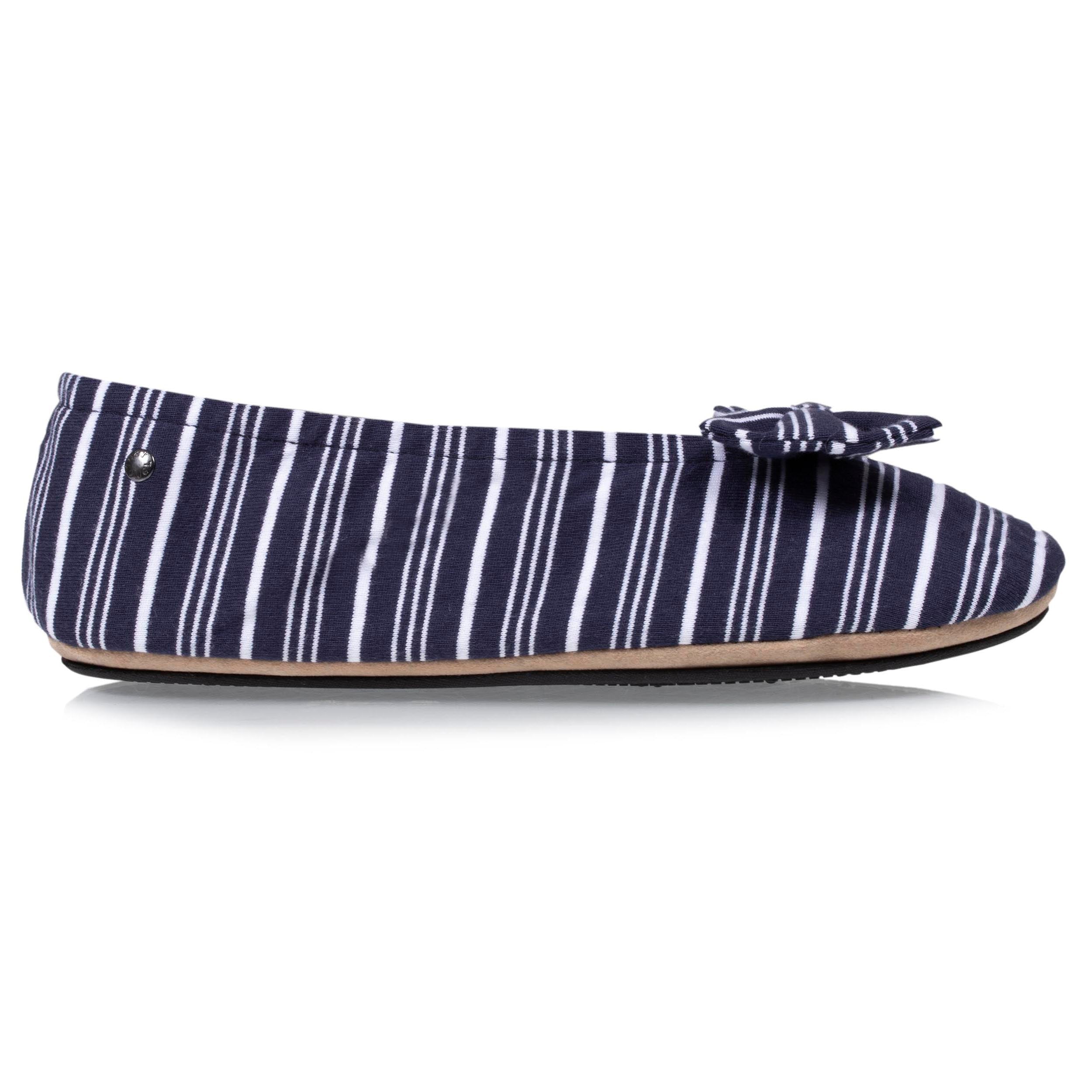 isotoner-chaussons-ballerines-femme-rayures-marines-coton-bio image 8