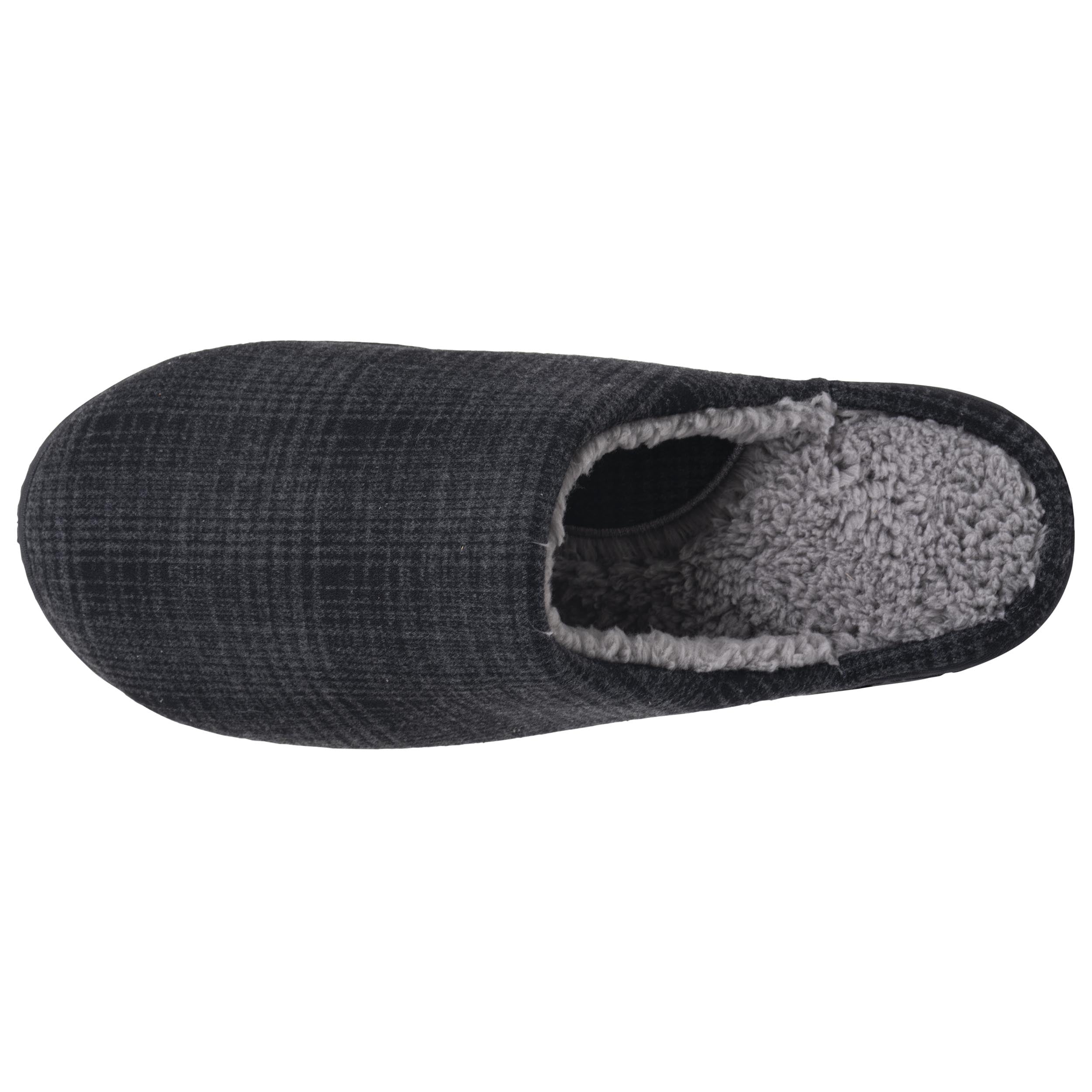 isotoner-chaussons-mules-homme-tartan-noir image 3