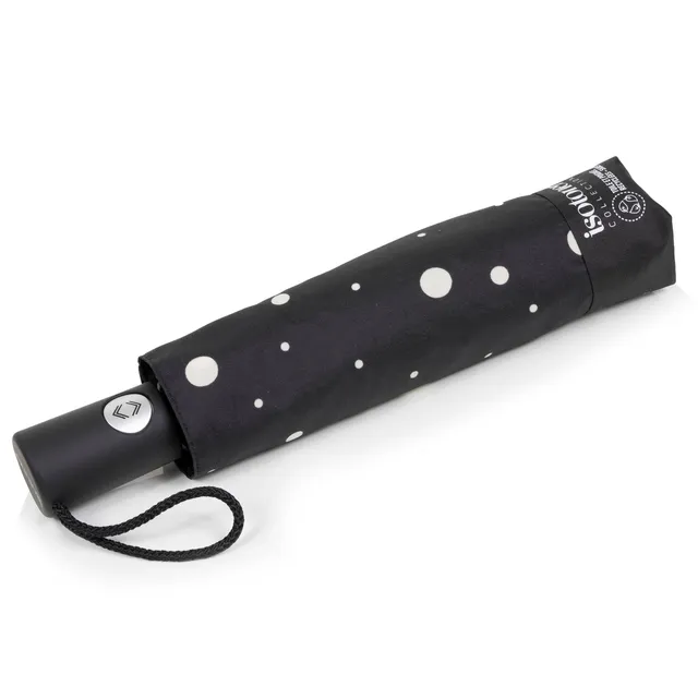isotoner-parapluie-auto-pois-noir-jaune-ultra-d-perlant image 1