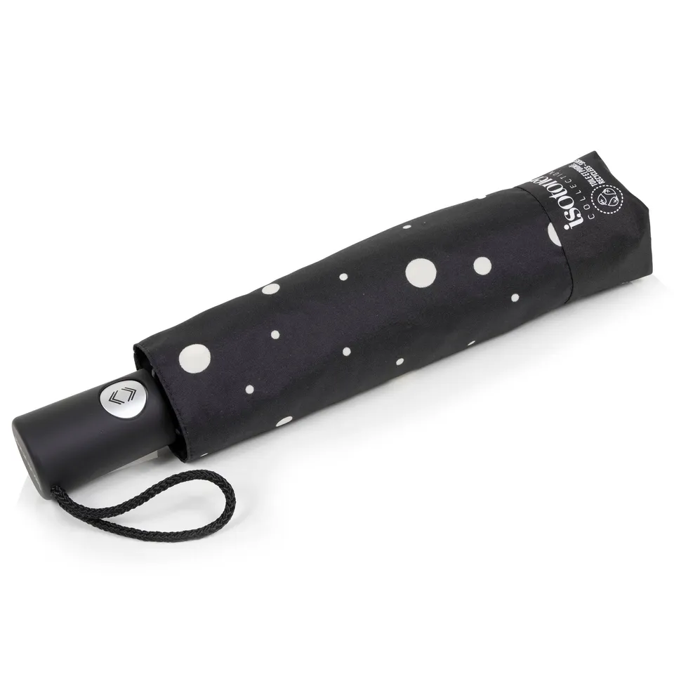 isotoner-parapluie-auto-pois-noir-jaune-ultra-d-perlant image 1