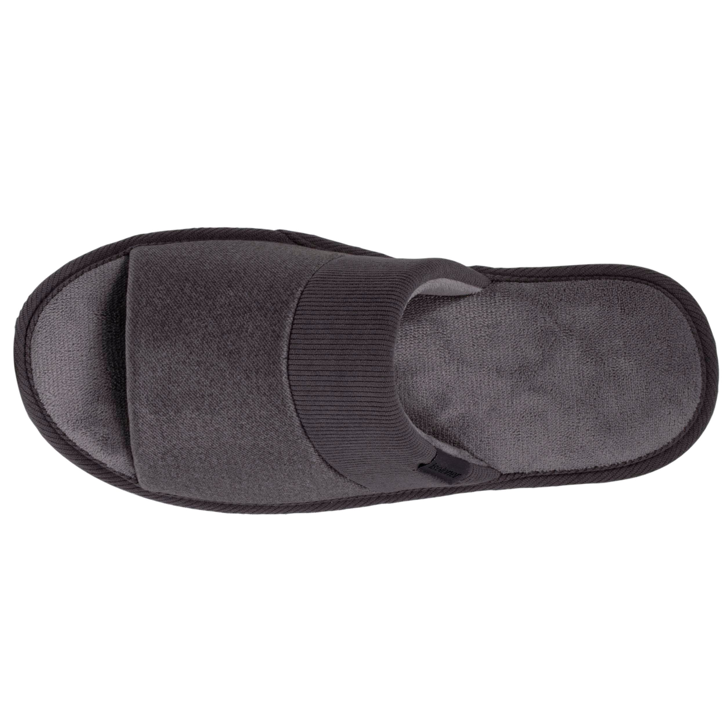 isotoner-chaussons-mules-ouvertes-homme-gris-microvelours image 2