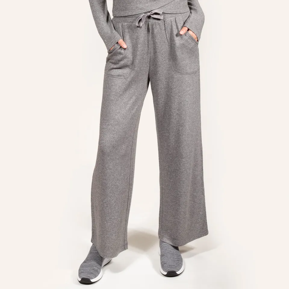 isotoner-pantalon-large-femme-gris-chin-ultra-doux image 1