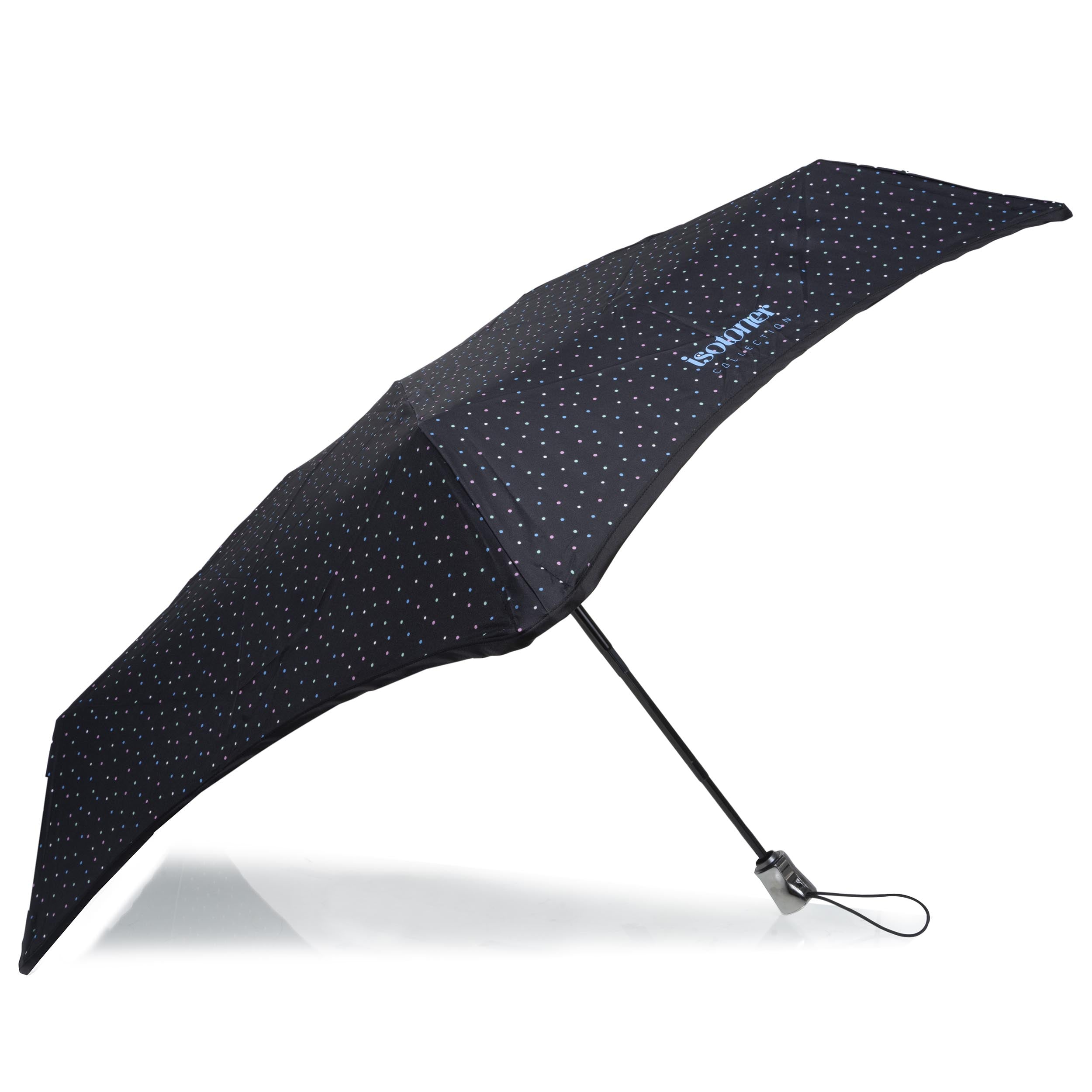isotoner-parapluie-x-tra-solide-28-cm-mini-pois-noir image 2