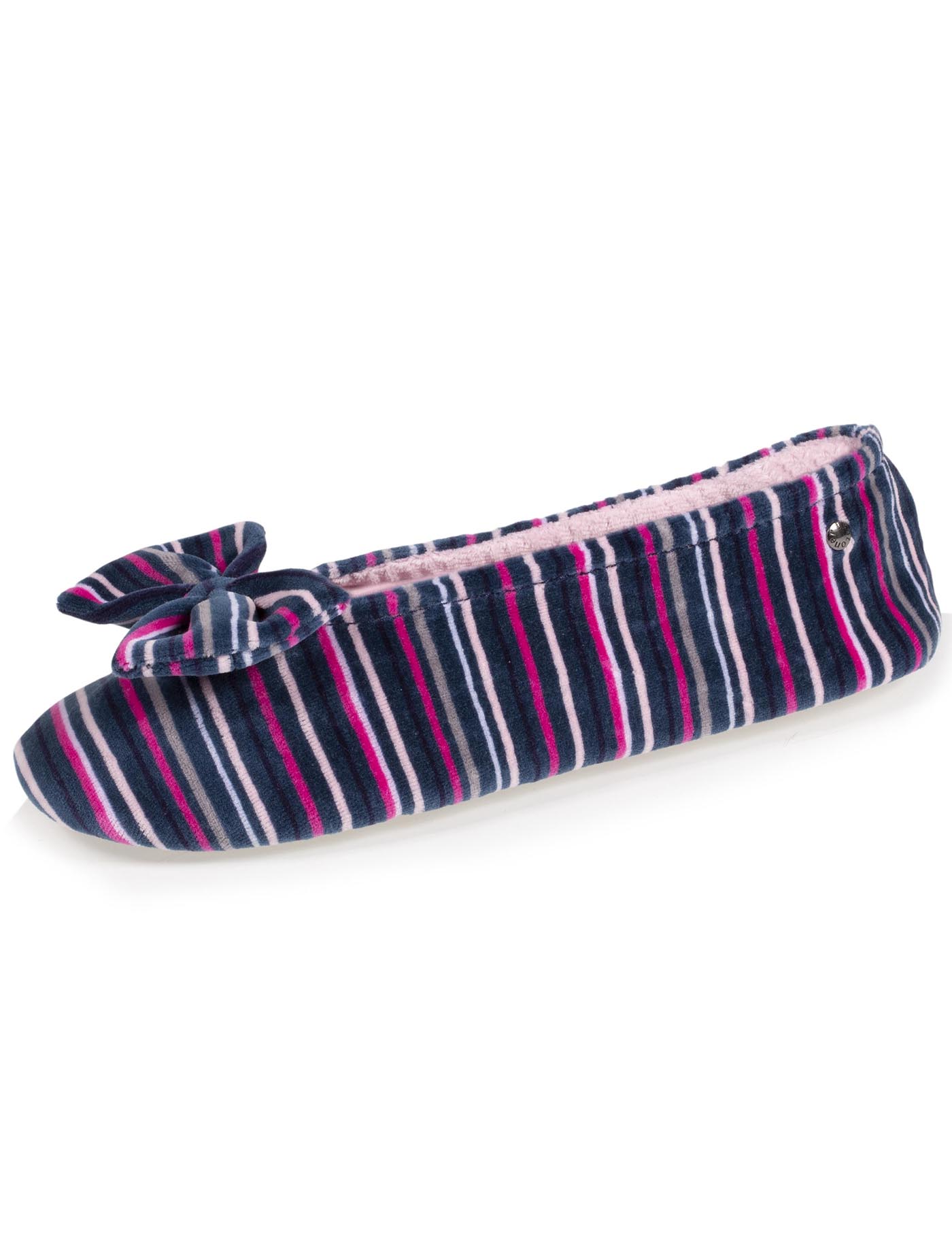 isotoner-chaussons-ballerines-femme-rayures-bleues image 6