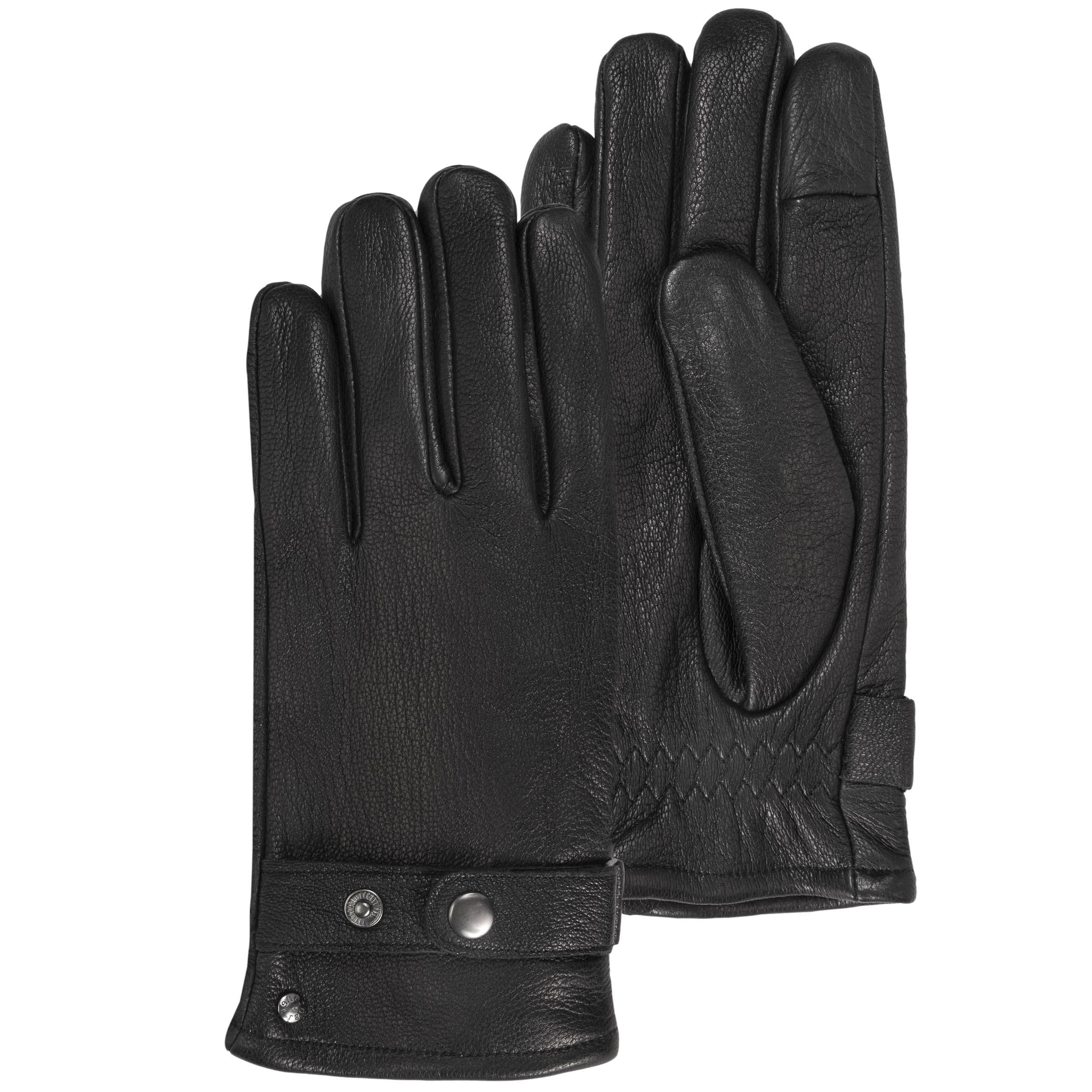 isotoner-gants-cuir-homme-noir-tactiles-chauds image 1