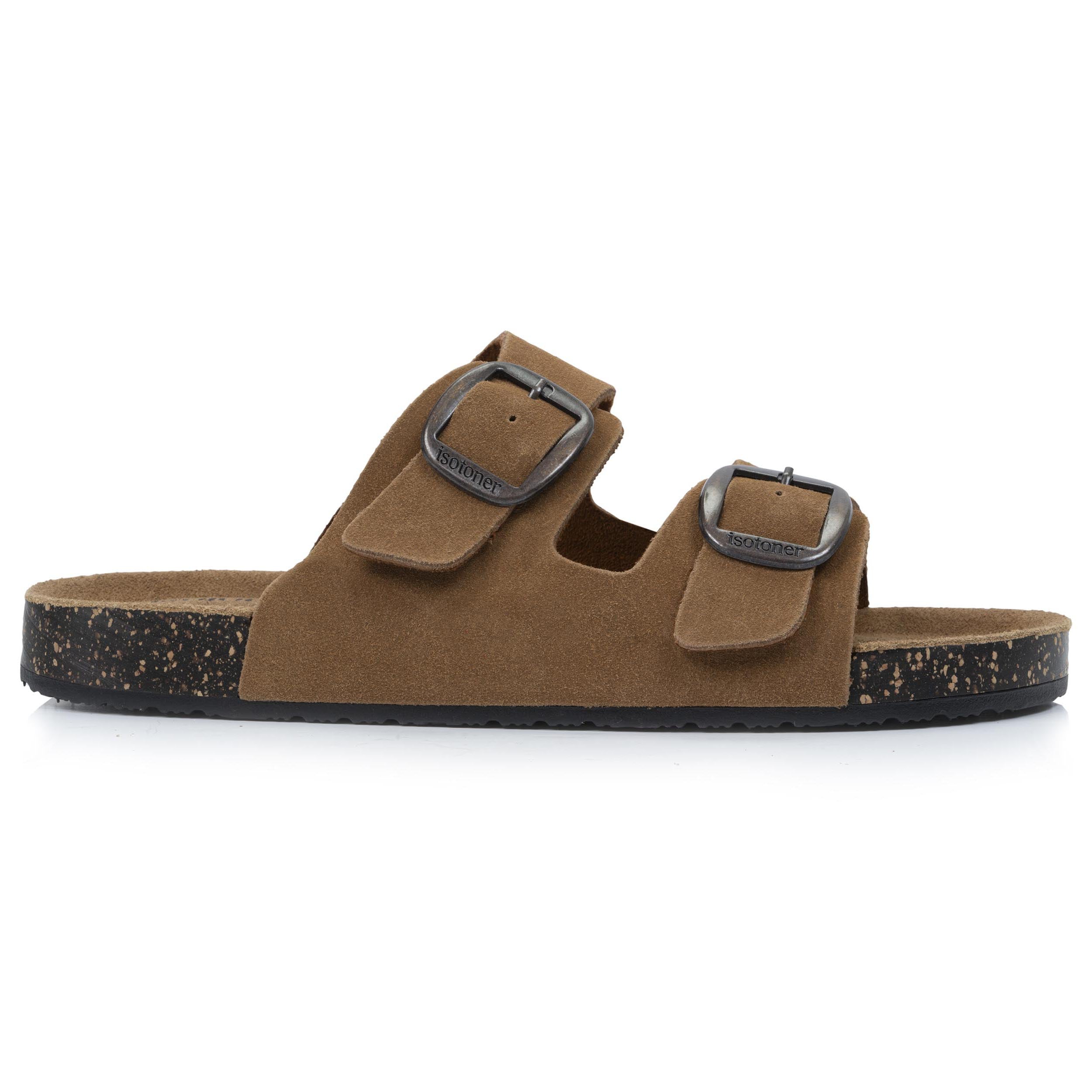 isotoner-mules-sandales-femme-double-bride-cuir-camel image 8