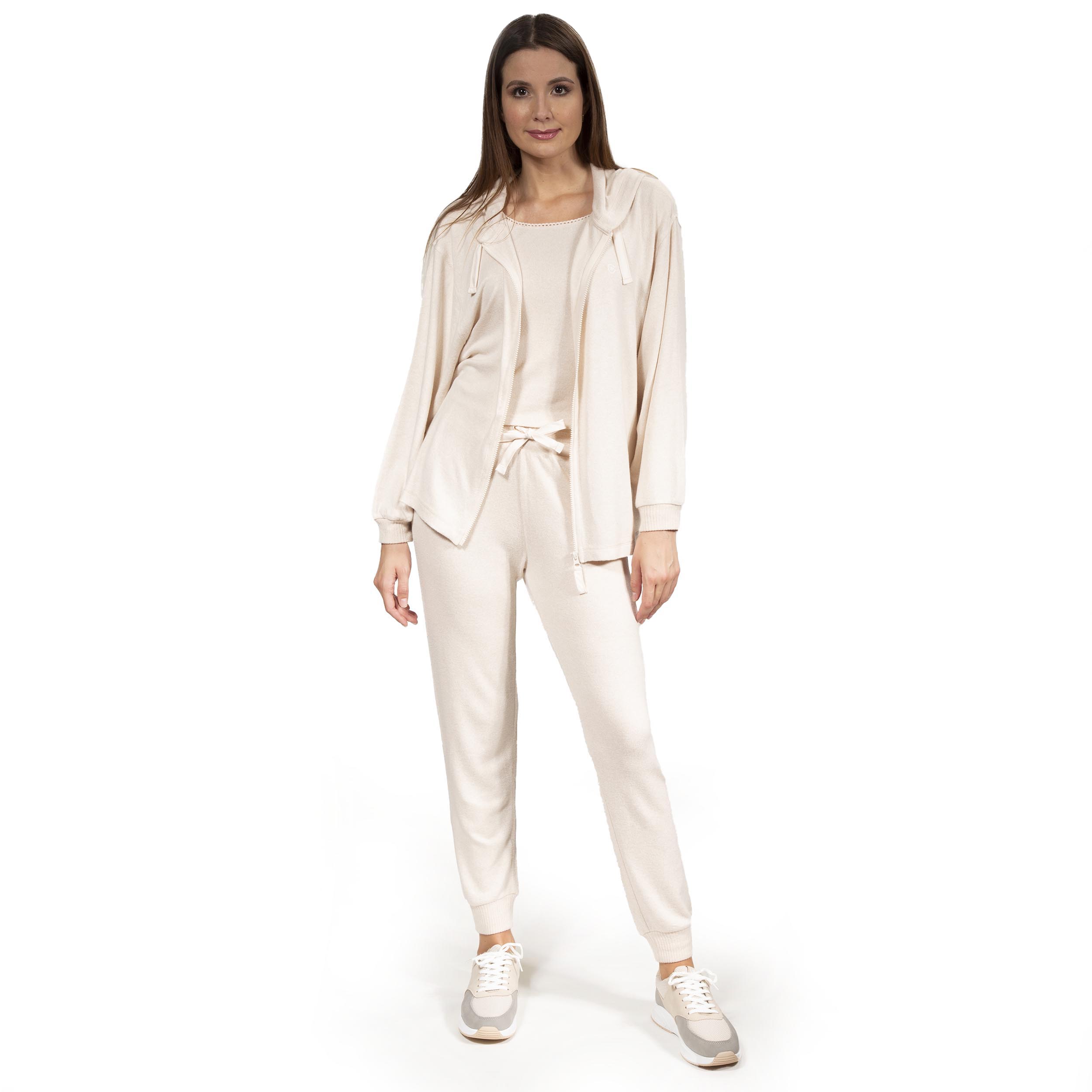 isotoner-sweat-shirt-capuche-femme-beige-homewear-ultra-doux image 8