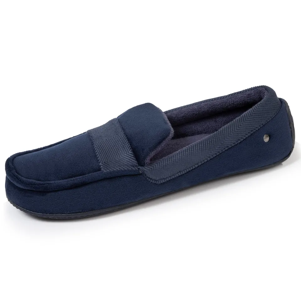 isotoner-chaussons-mocassins-homme-marine-chevrons-premium image 1