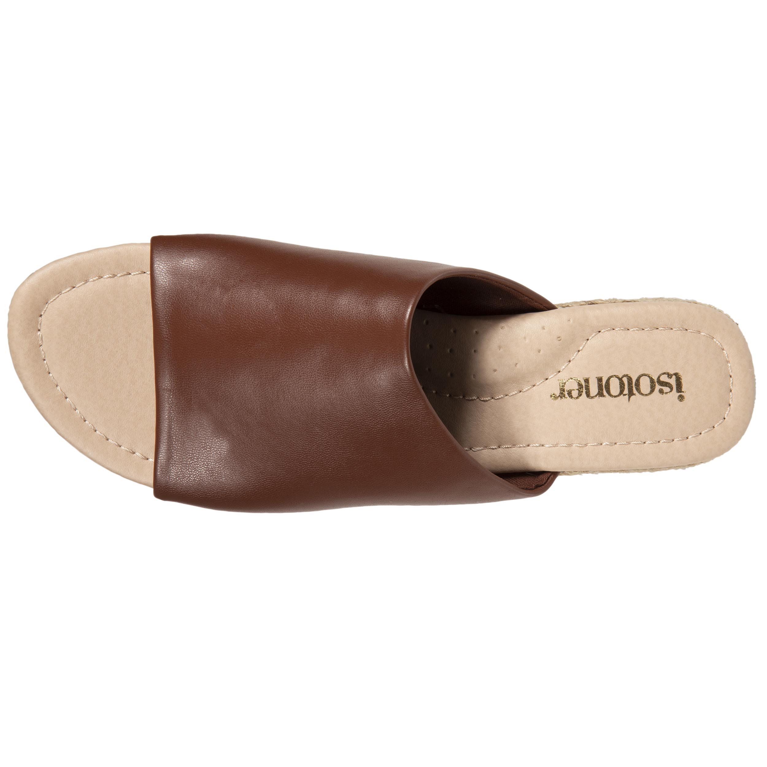 isotoner-mules-femme-talon-corde-bandeau-cognac image 3