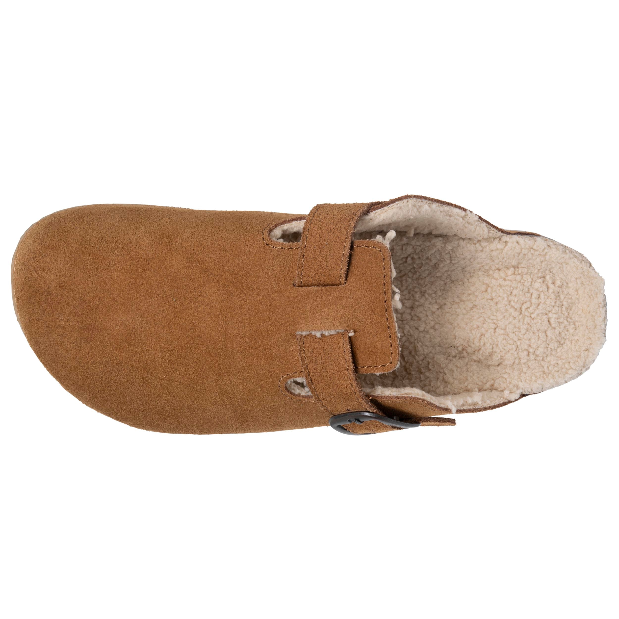 isotoner-chaussons-sabots-mules-homme-camel-fourr-s-cuir image 2