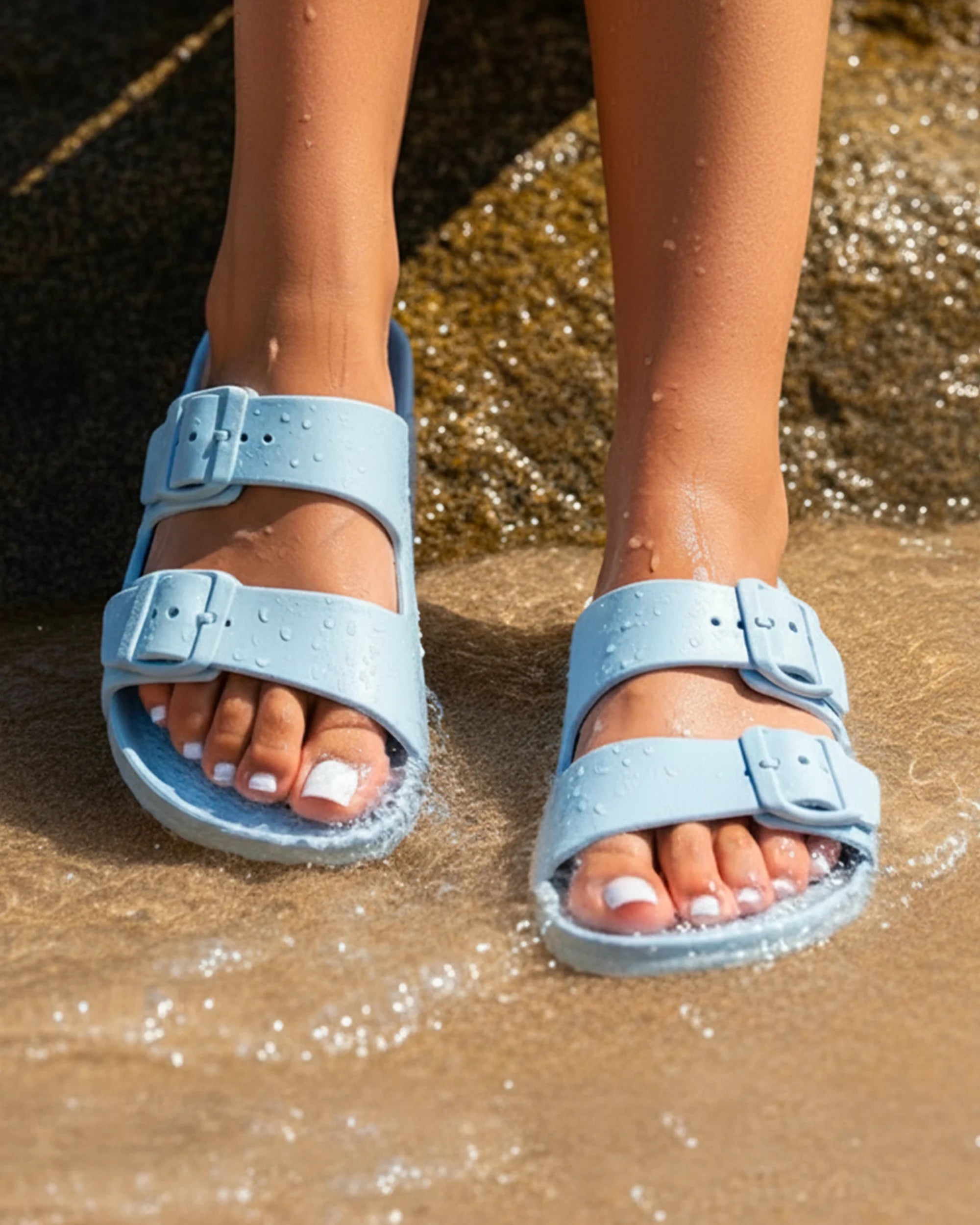 isotoner-mules-claquettes-femme-ajustable-bleu-clair image 2