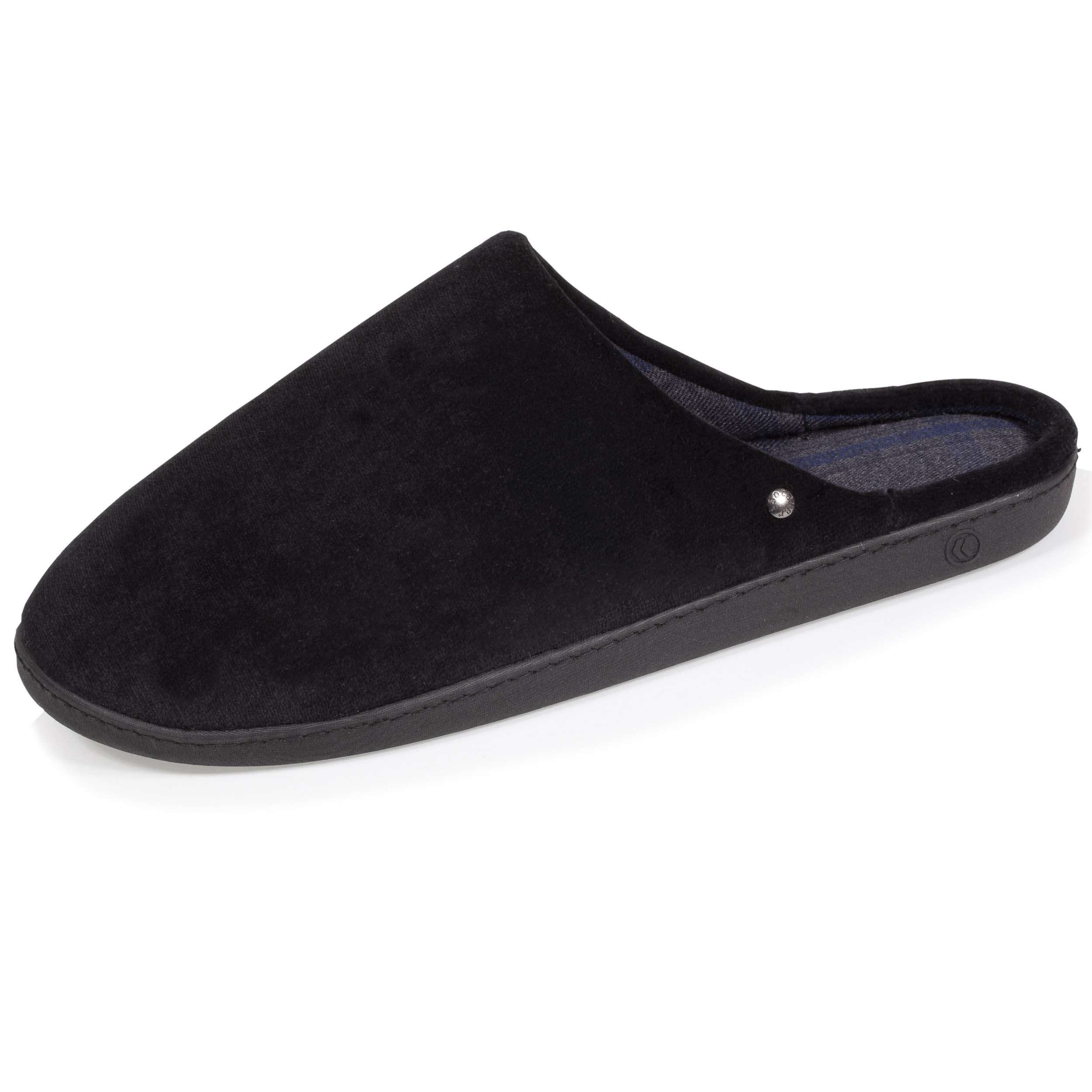 isotoner-chaussons-mules-homme-noir-coton-bio-everywear image 1