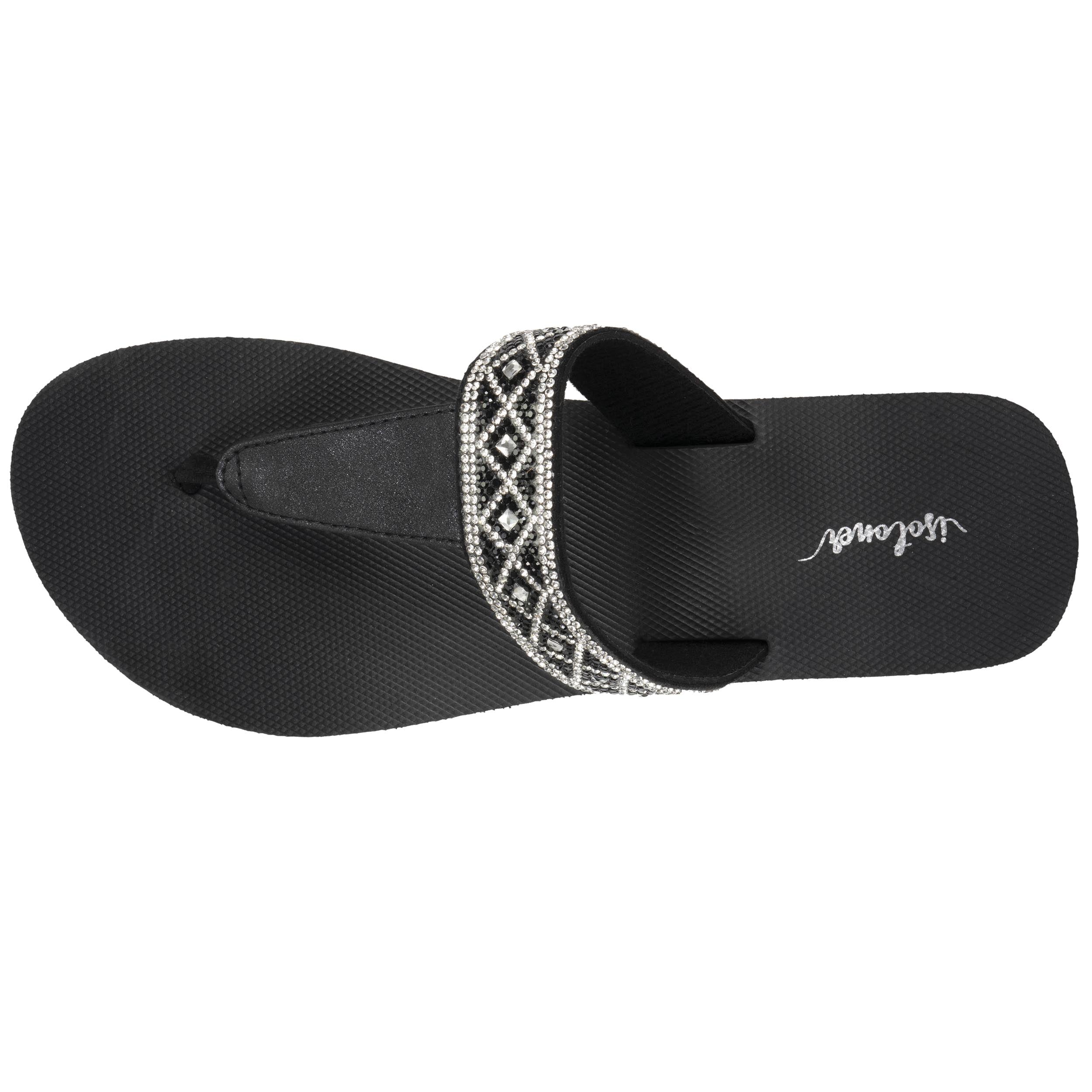 isotoner-tongs-femme-tige-large-strass-talon-4-cm-noir image 2