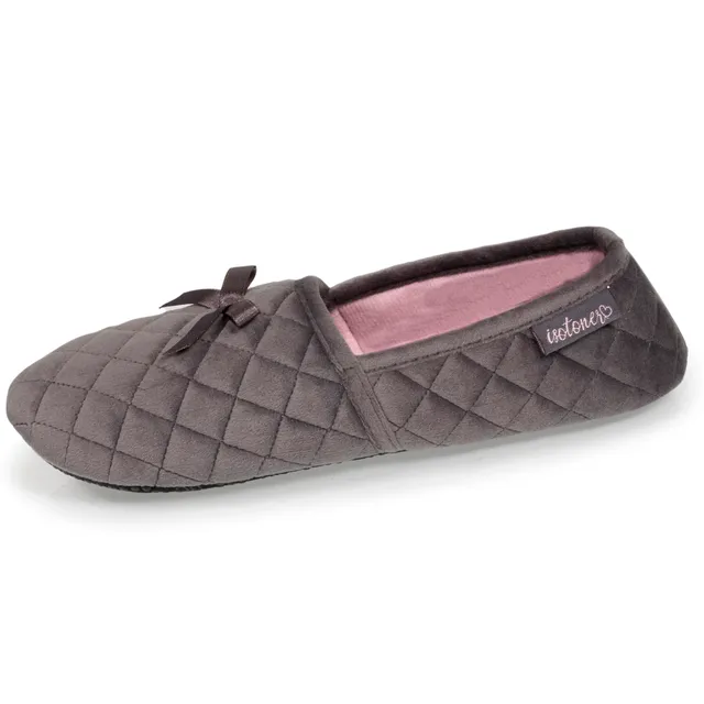 isotoner-chaussons-slippers-femme-gris-fonc-n-ud-scintillant image 1