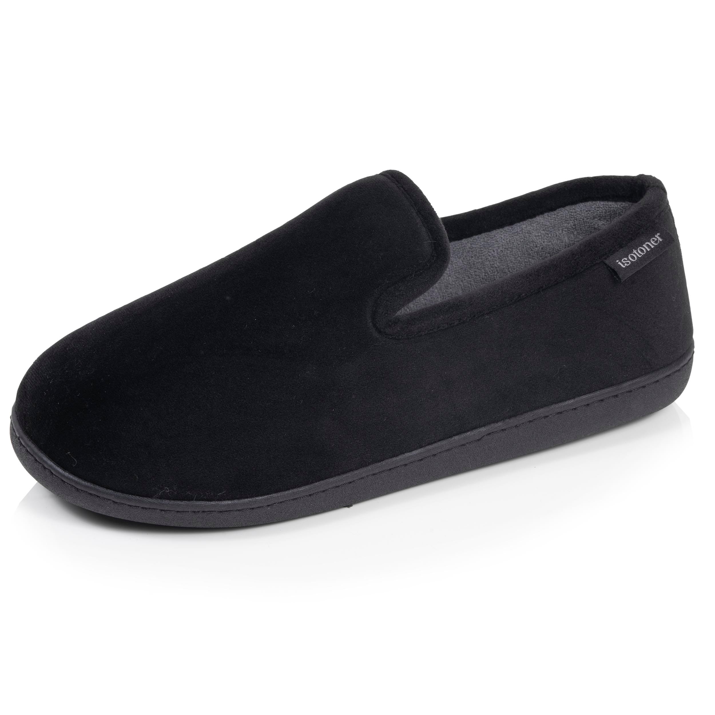 isotoner-chaussons-charentaises-homme-noir-gris-m-moire-de-forme image 1