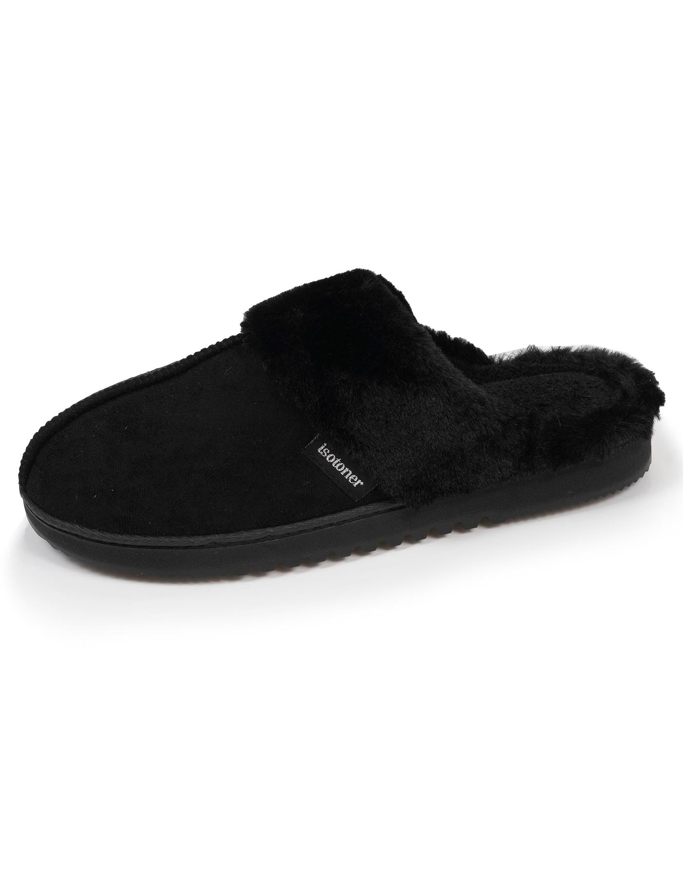isotoner-chaussons-mules-femme-noir-fourrure image 6