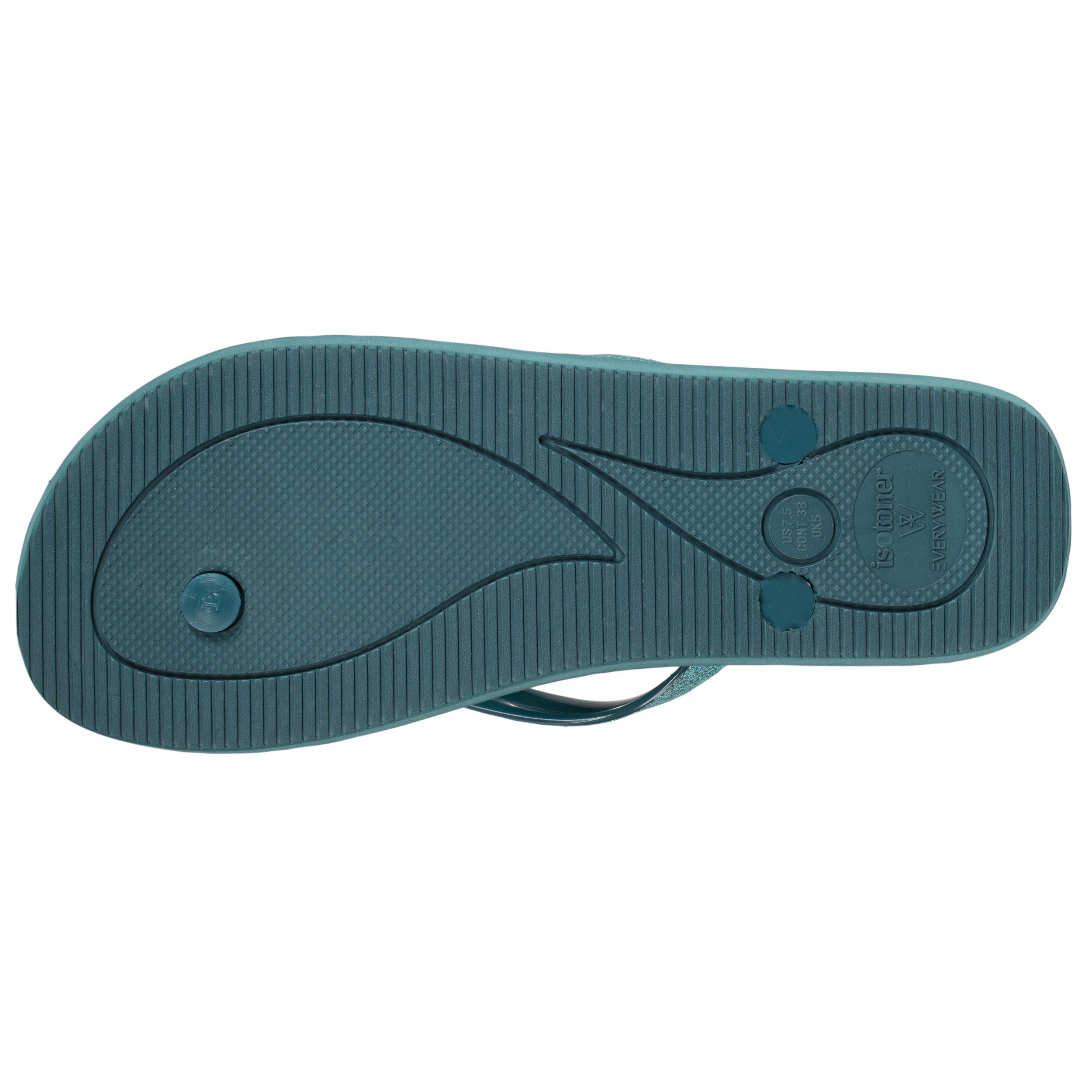 isotoner-tongs-femme-unie-vert-canard-everywear-paillet-e image 4