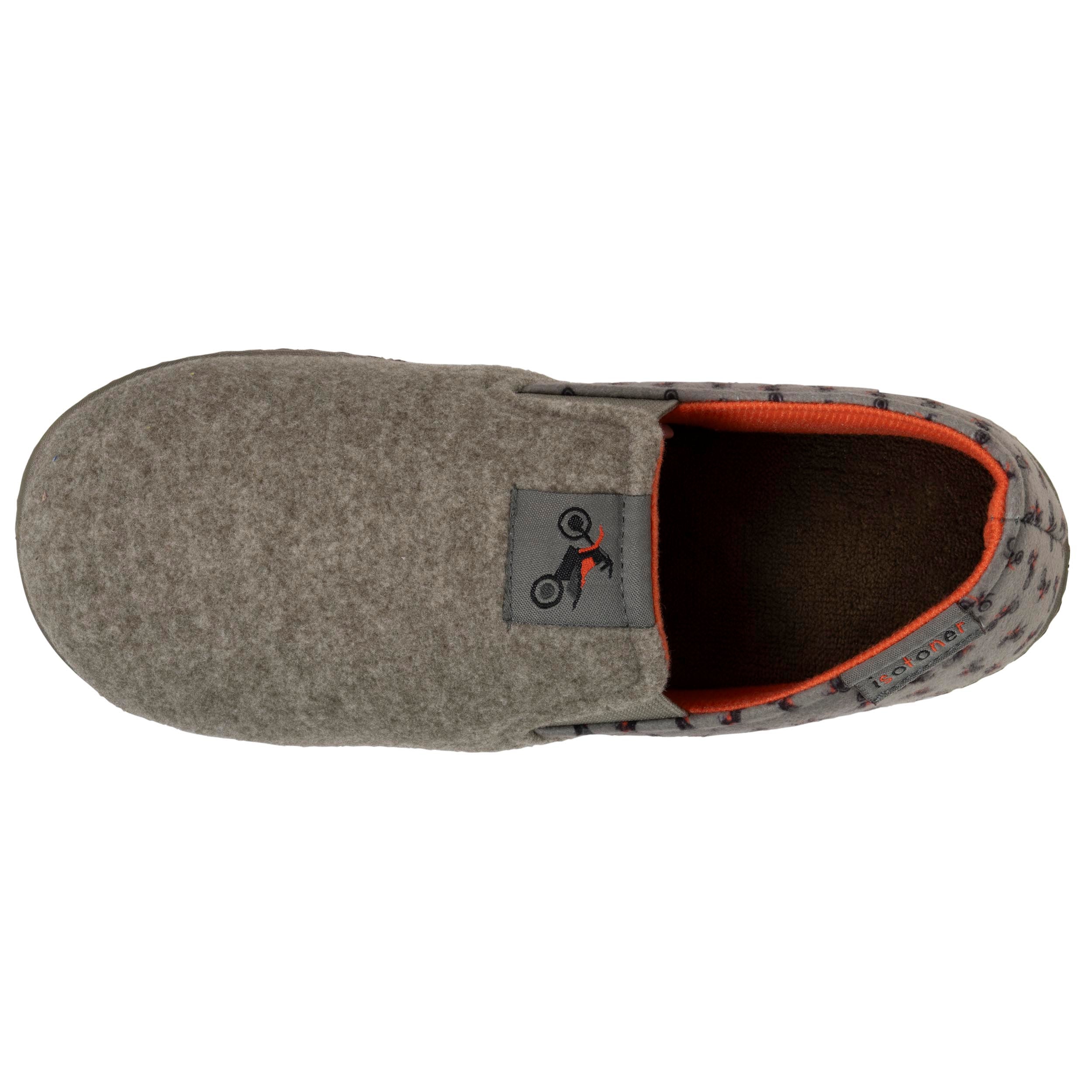 isotoner-chaussons-sans-g-nes-junior-motos-kaki-chin-semelle-gomme image 2