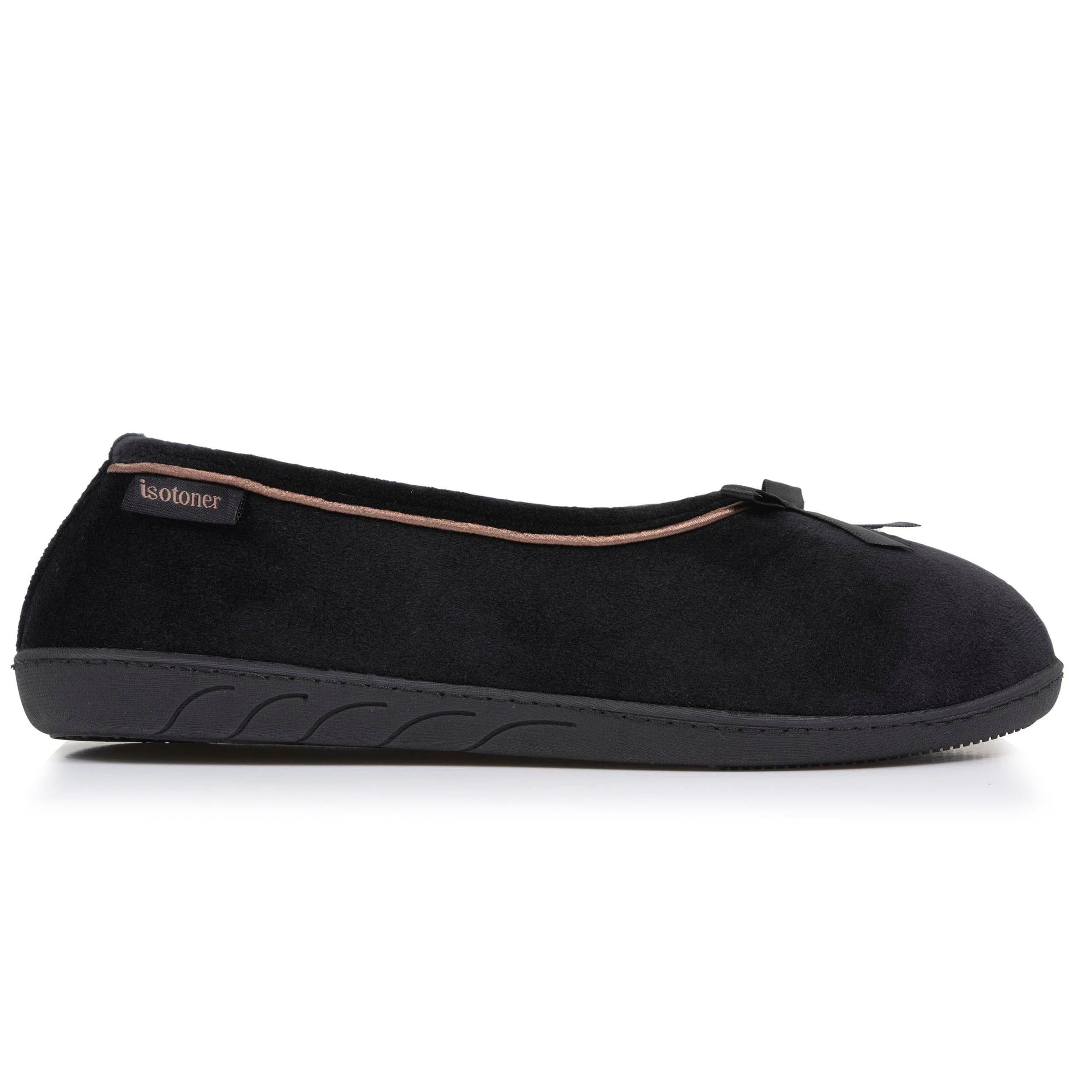 isotoner-chaussons-ballerines-femme-noir-beige-m-moire-de-forme image 8