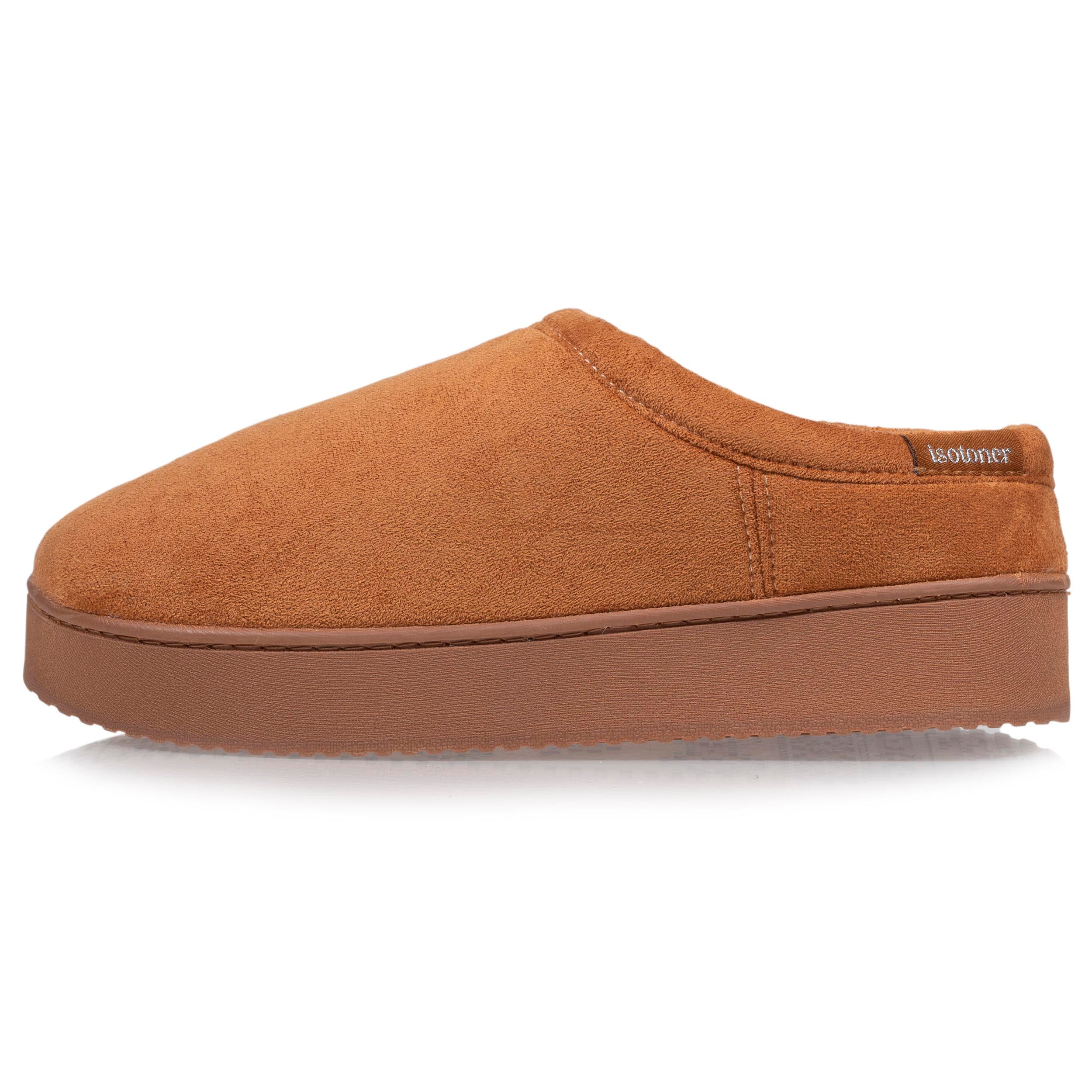 isotoner-chaussons-mules-plateforme-femme-camel image 3
