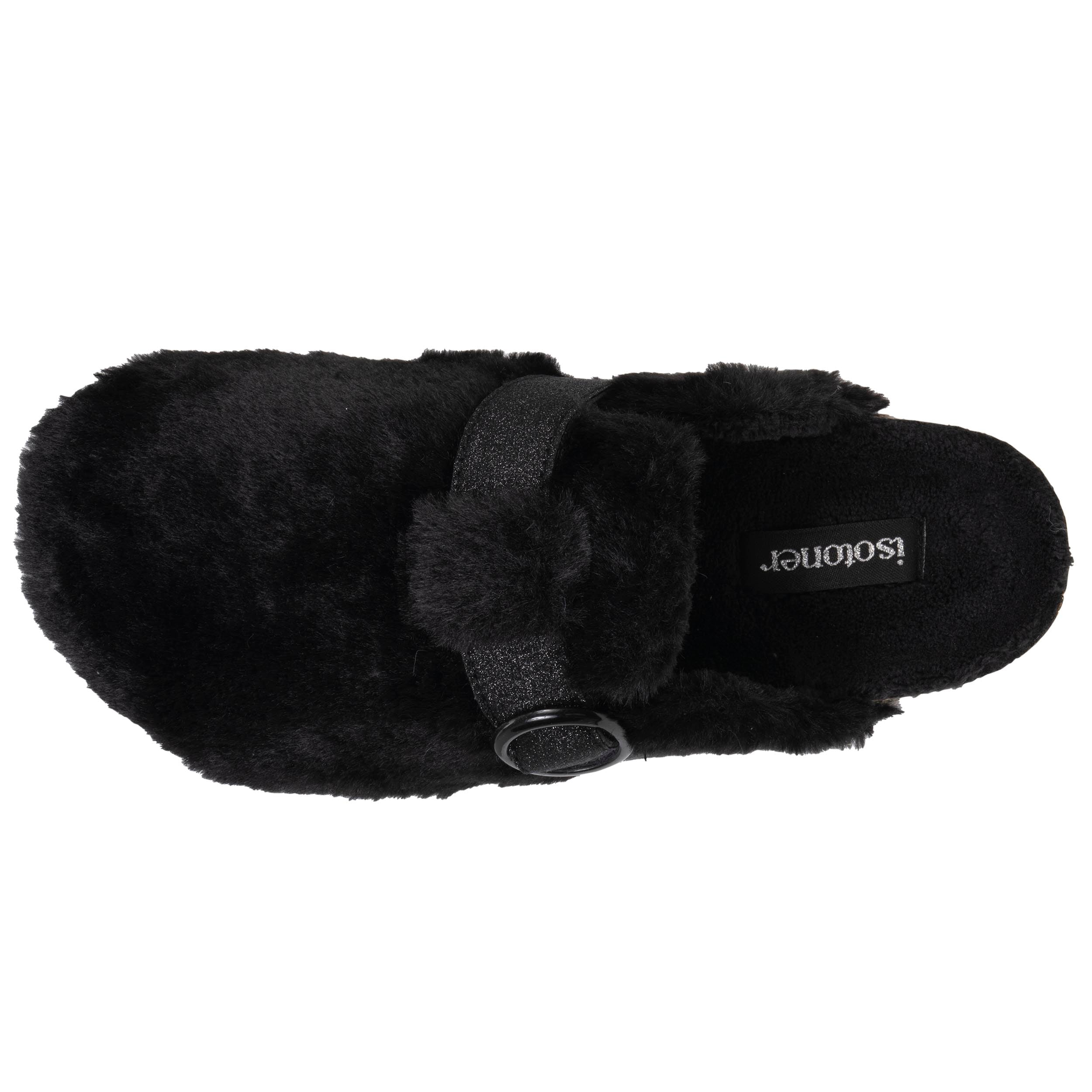 isotoner-chaussons-sabots-femme-noir-fourrure-m-moire-de-forme image 2