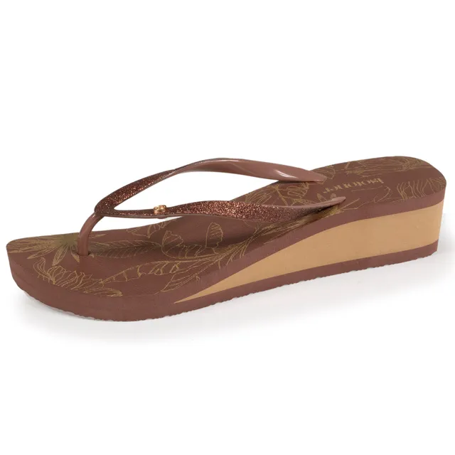 isotoner-tongs-femme-talon-4cm-imprim-floral-marron image 1