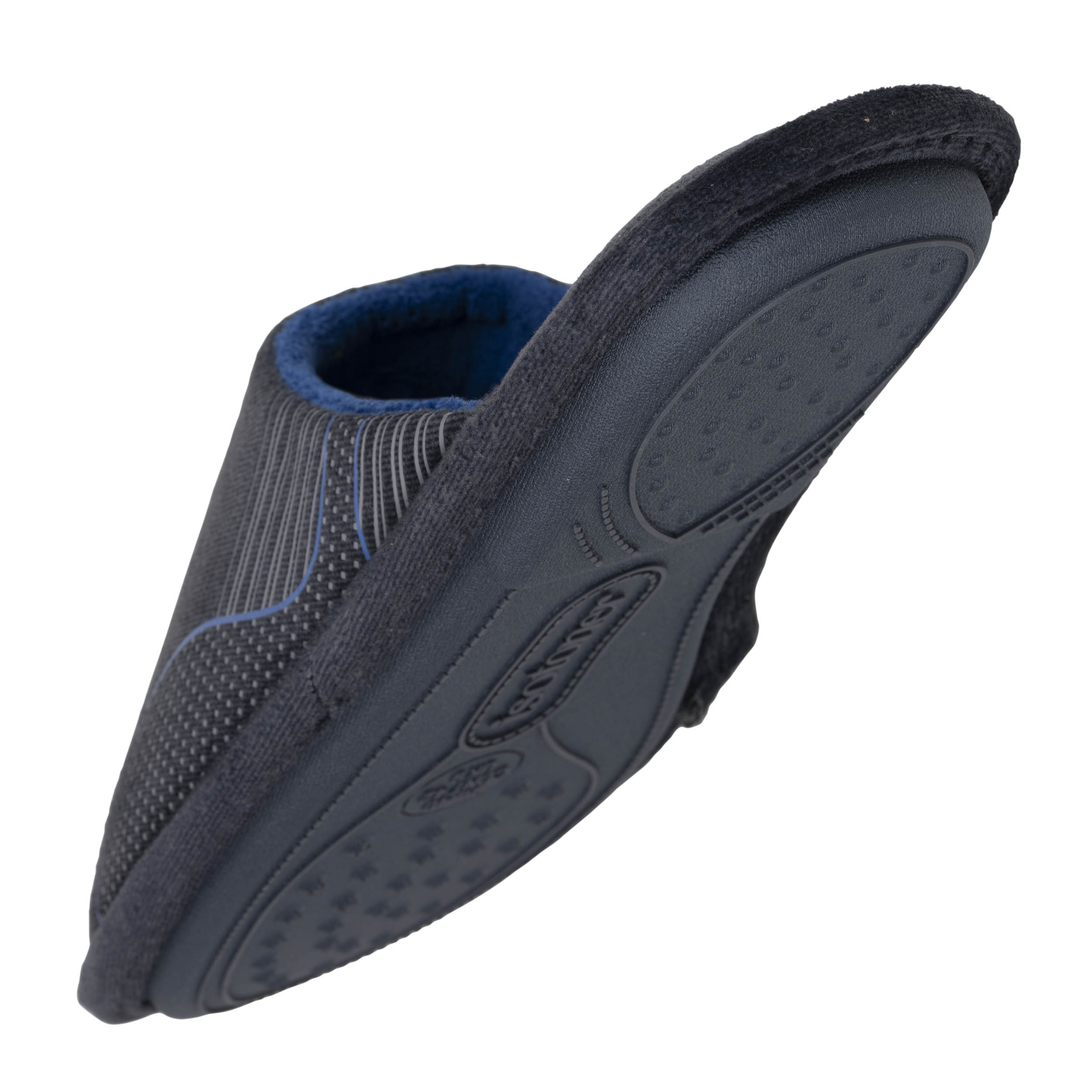 isotoner-chaussons-mules-plates-homme-bleu-denim image 5
