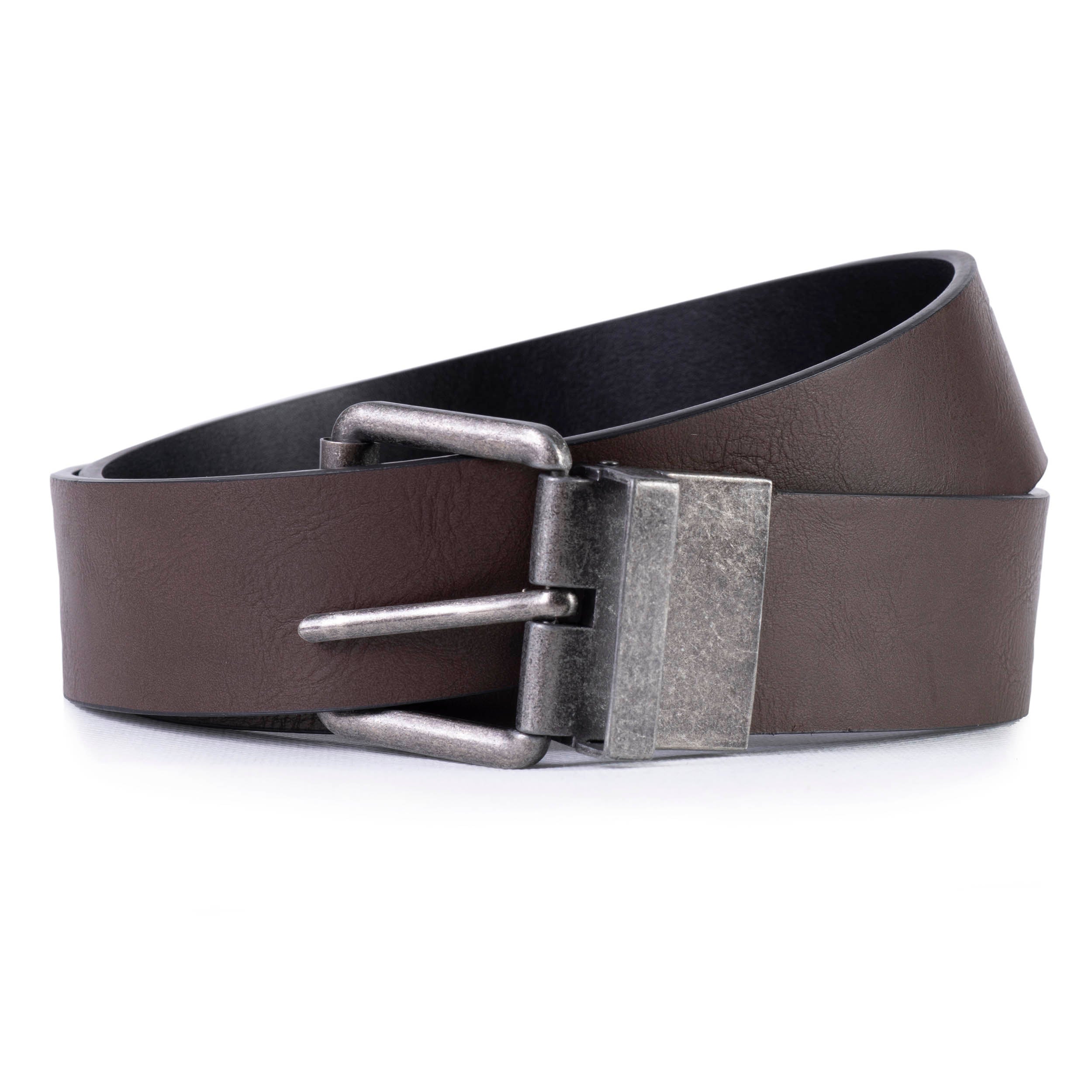 isotoner-ceinture-2-en-1-r-versible-homme-noir-marron image 1