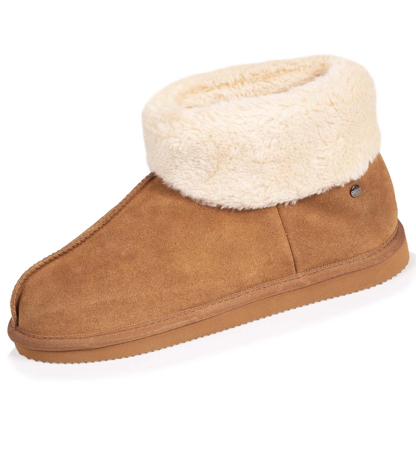 isotoner-chaussons-bottillons-fourr-s-femme-camel-cuir image 6