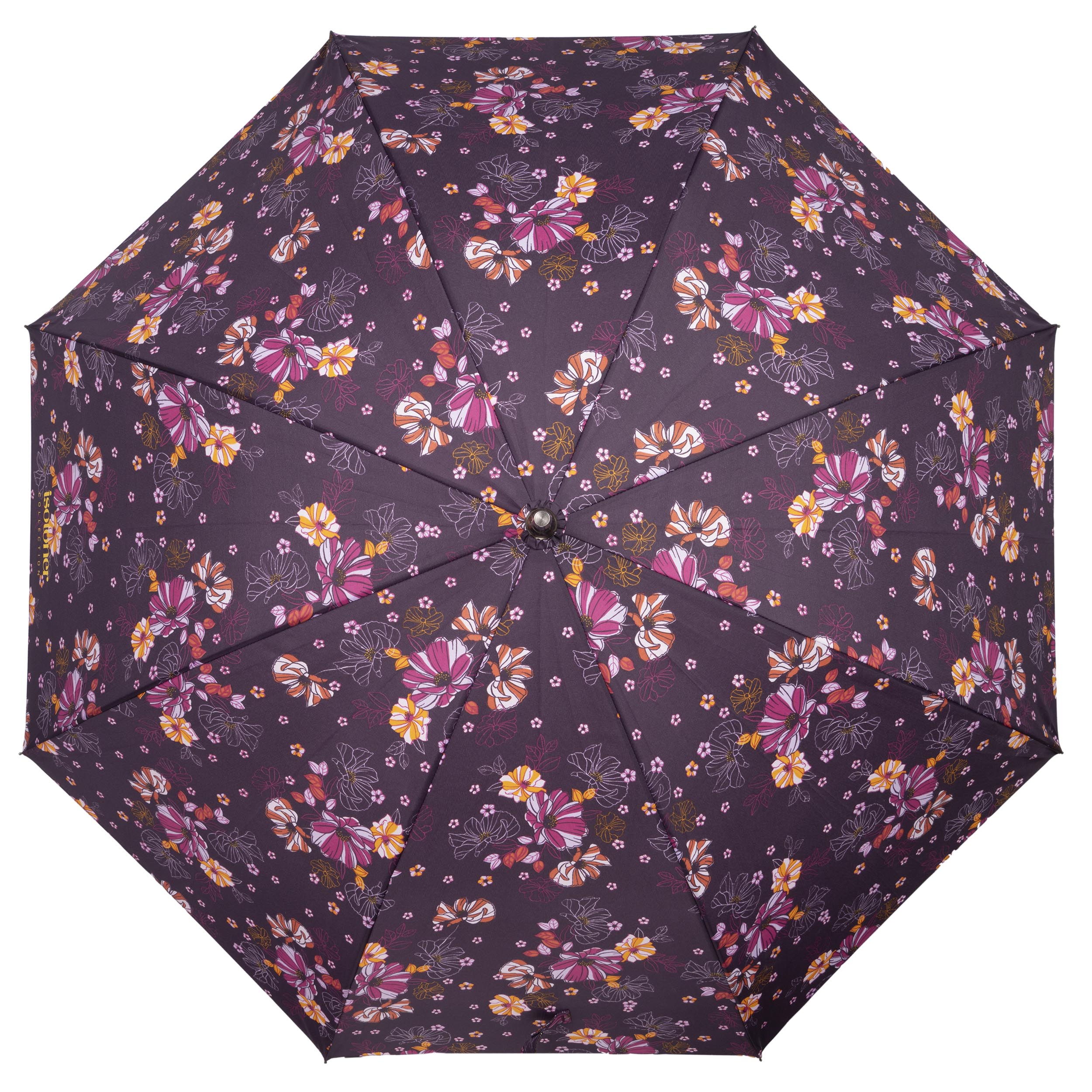 isotoner-parapluie-canne-auto-fleurs-aubergine-d-perlant image 3