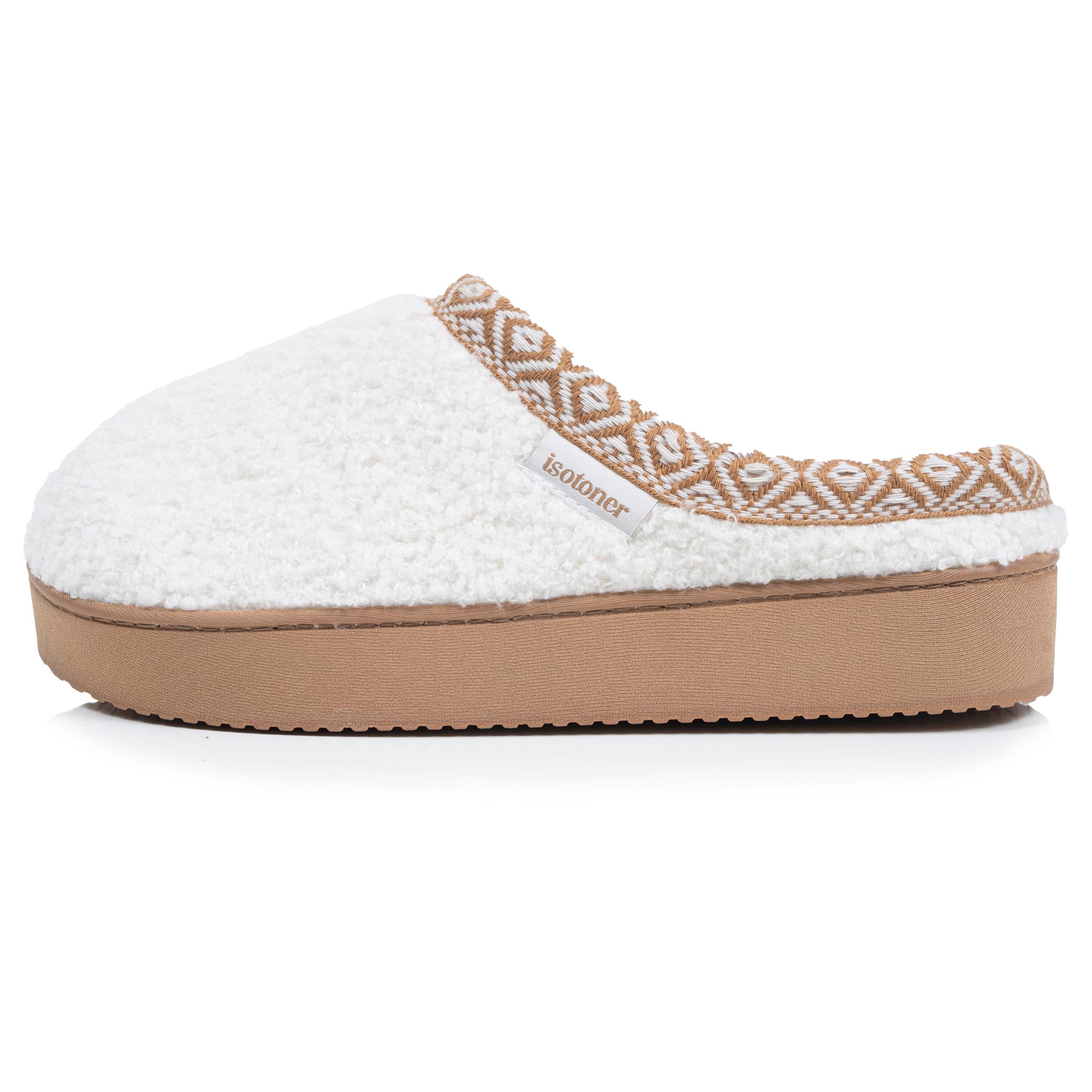 isotoner-chaussons-mules-plateforme-femme-ivoire-liser image 4