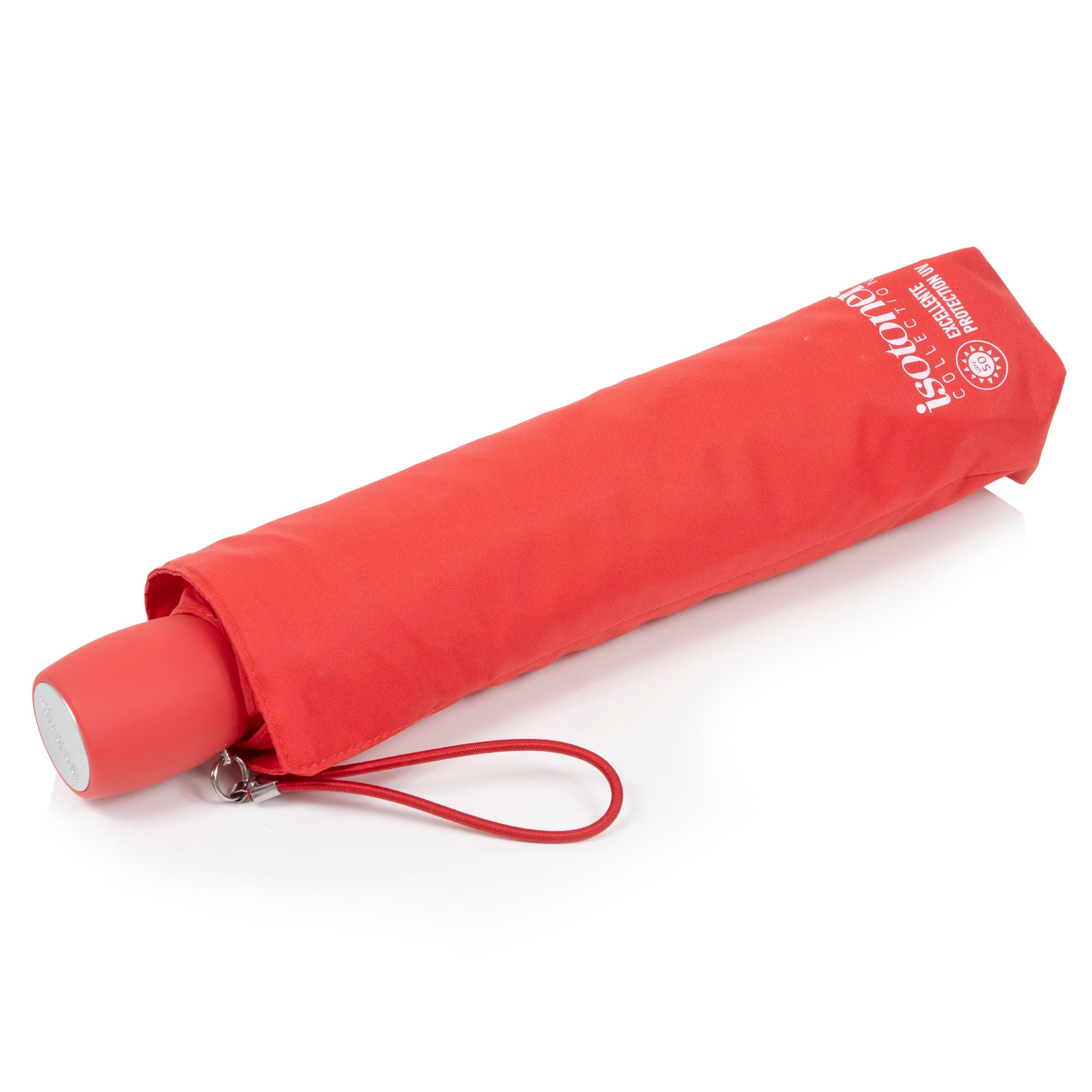 isotoner-parapluie-ombrelle-rouge-corail-upf50-pliant image 1