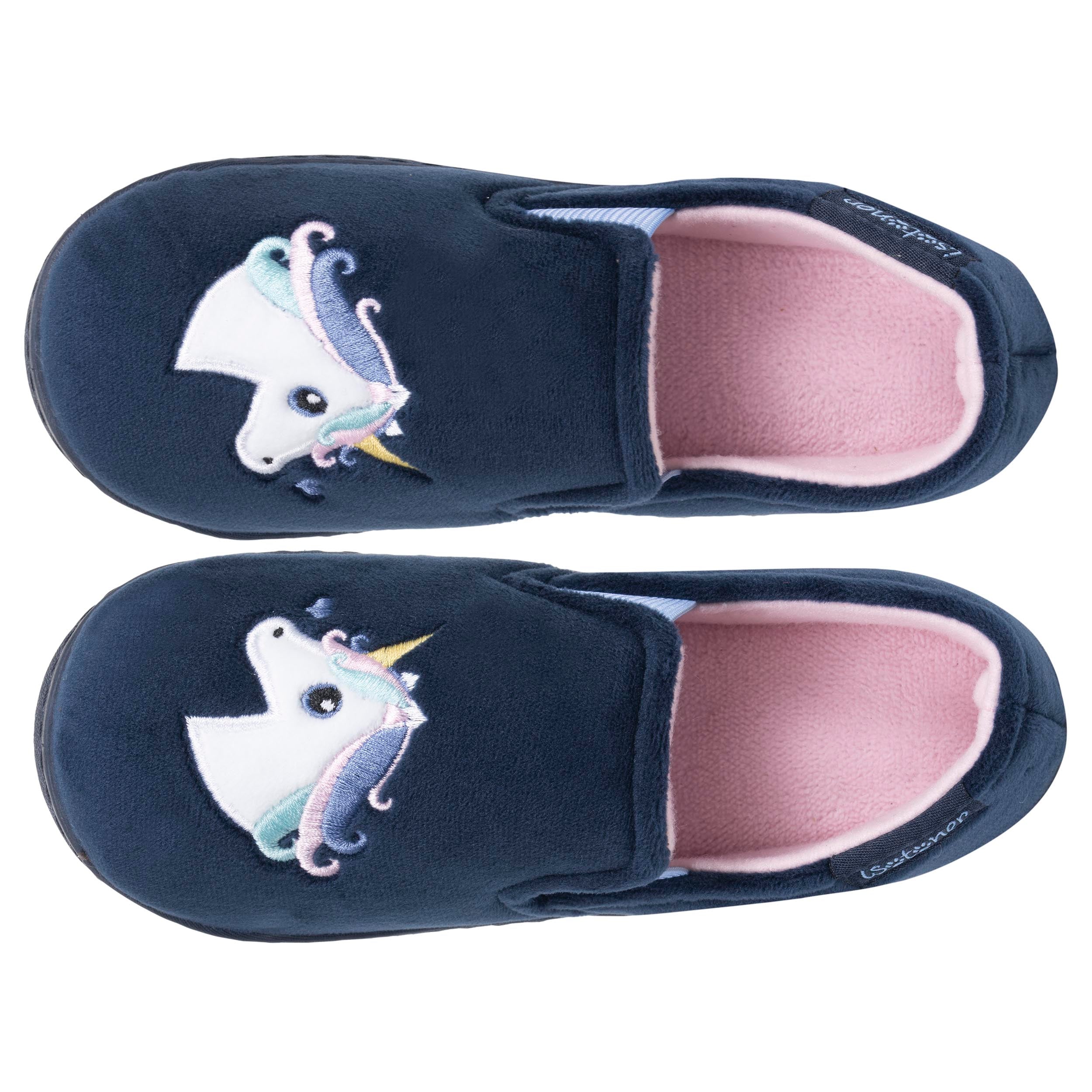 isotoner-chaussons-mocassins-enfant-marine-fille-microvelours image 2
