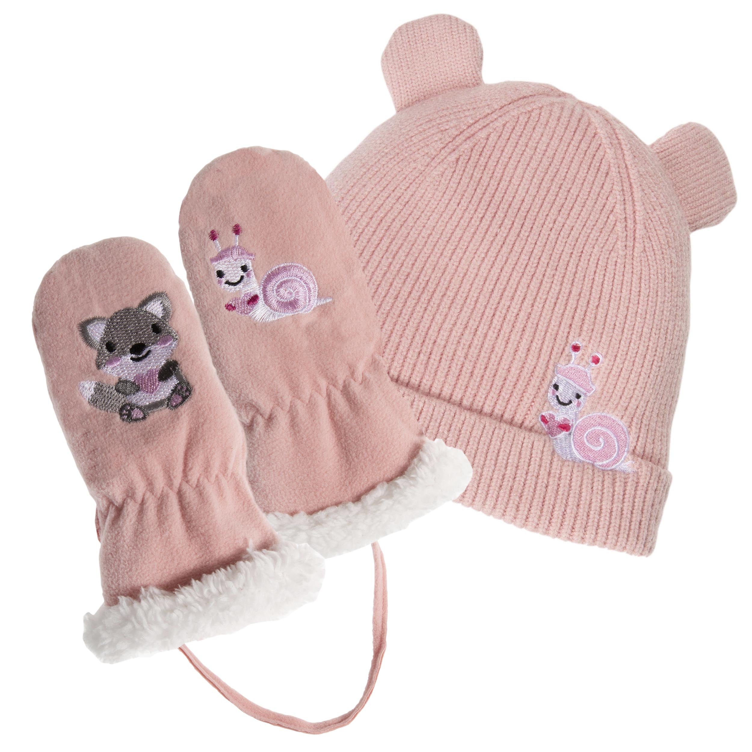 isotoner-moufles-enfant-2-4-ans-polaire-renard-rose image 2