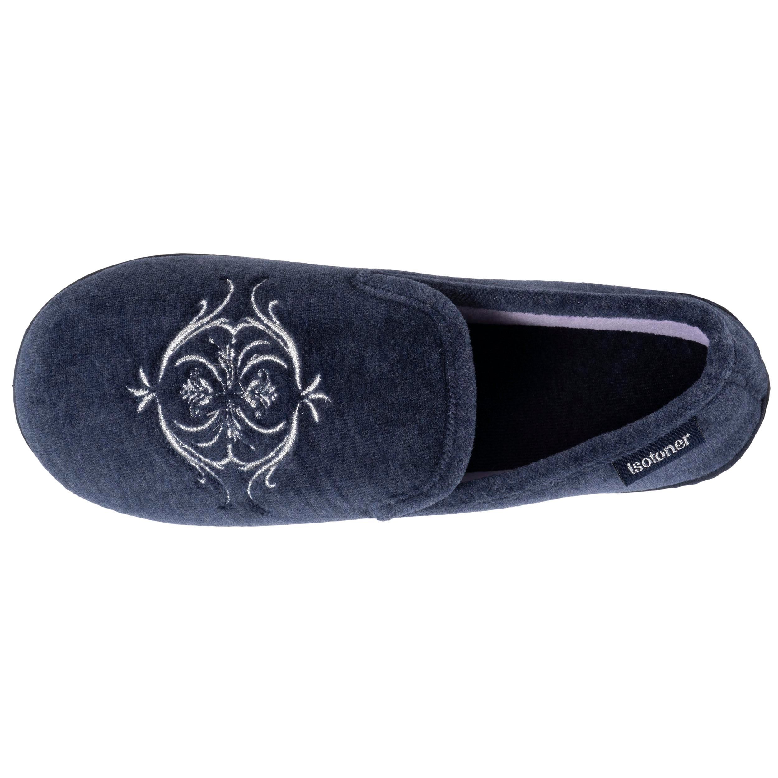 isotoner-chaussons-charentaises-femme-marine-brod-m-moire-de-forme image 2