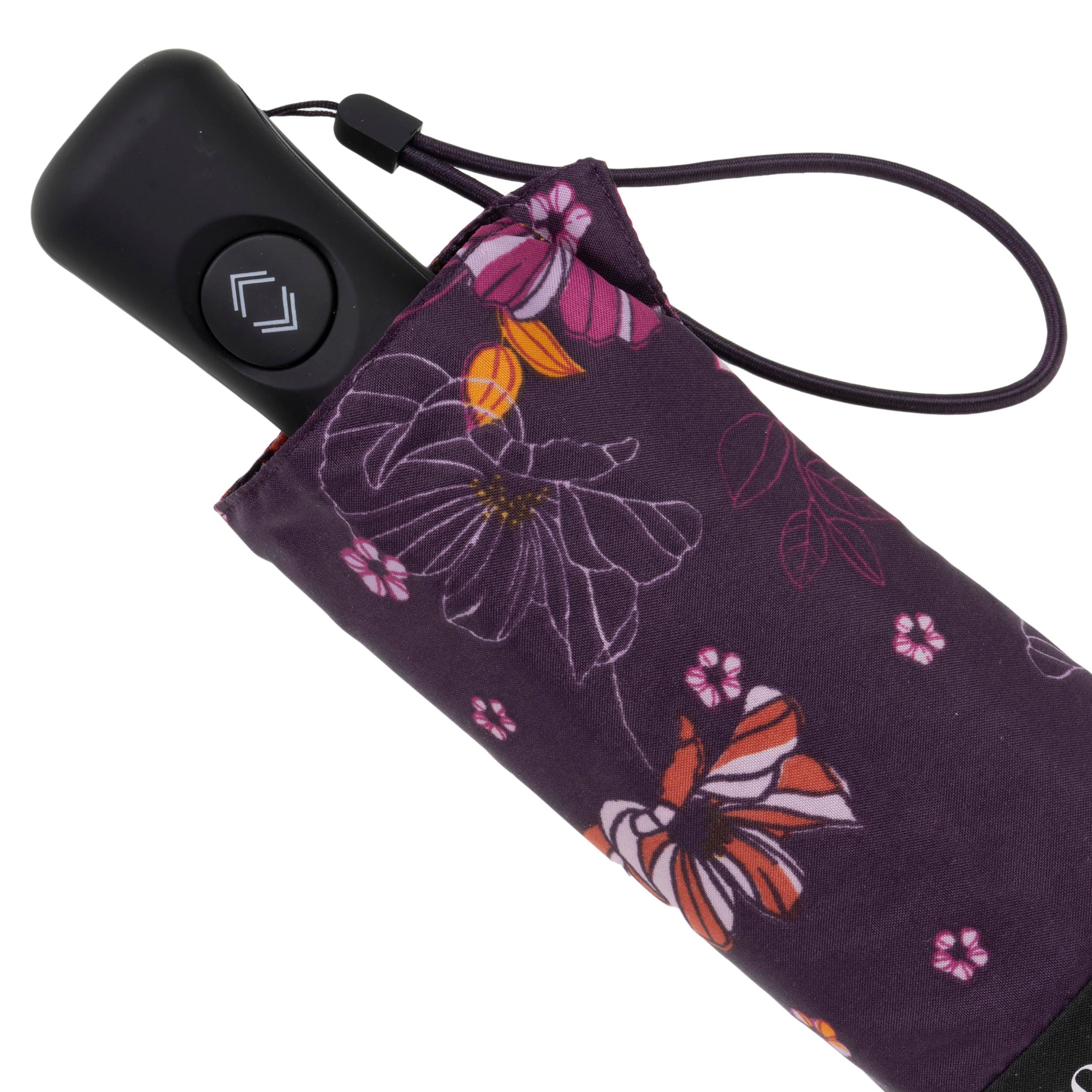 isotoner-parapluie-mini-auto-fleurs-aubergine image 5