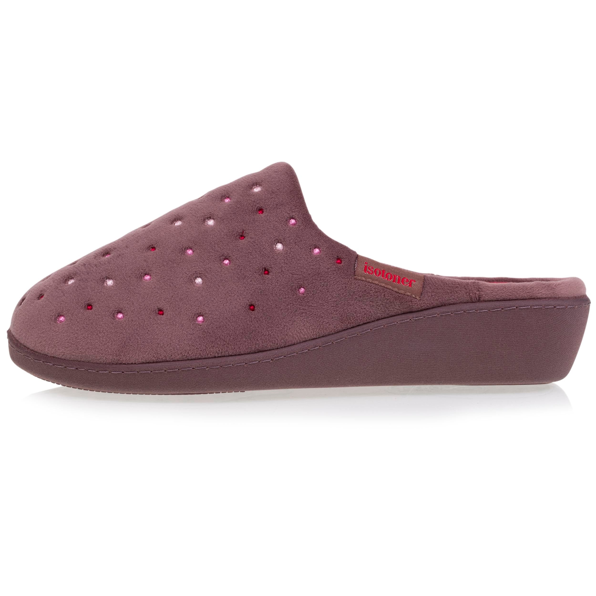 isotoner-chaussons-mules-femme-taupe-talon-4-cm-m-moire-de-forme image 3