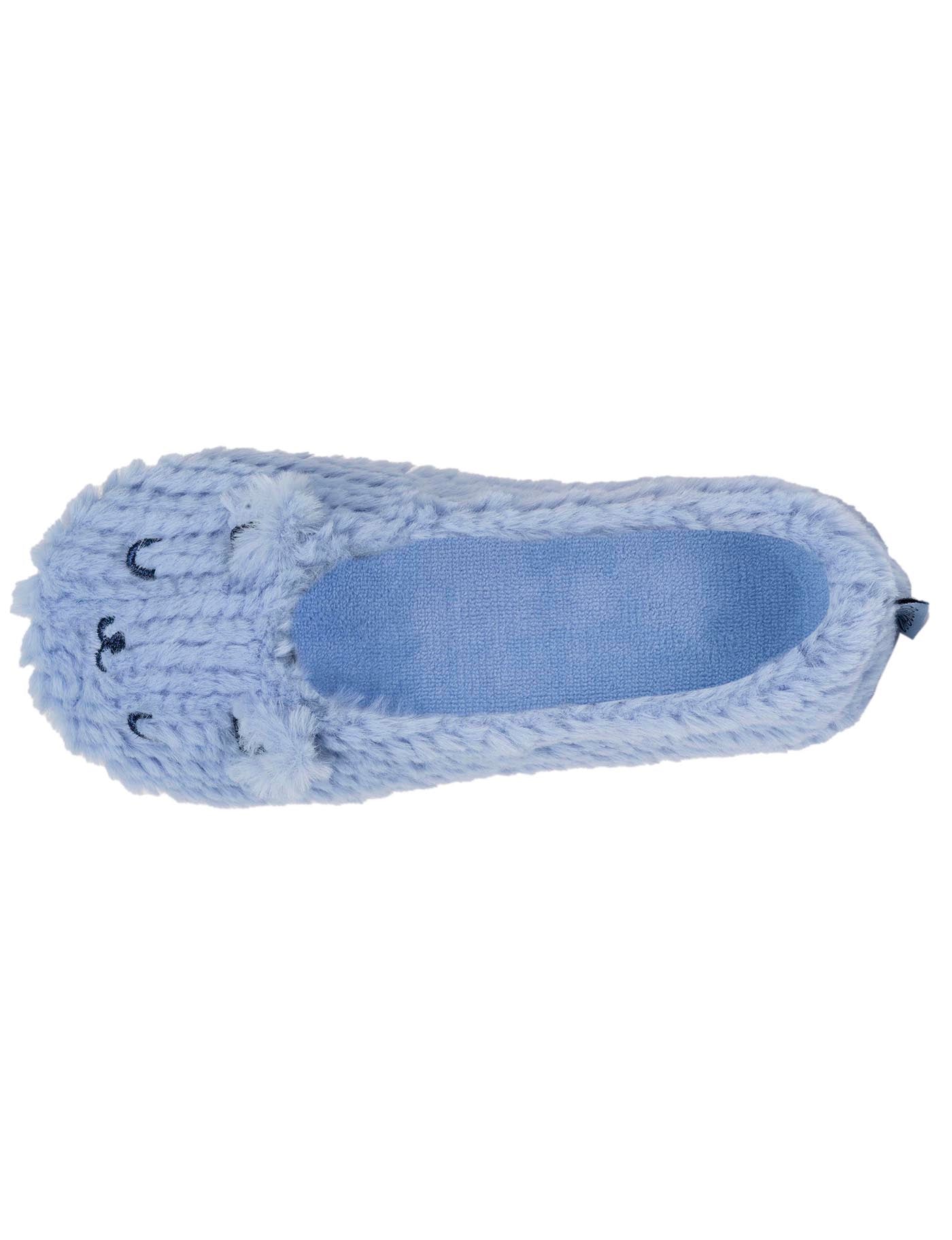 isotoner-chaussons-ballerines-femme-chat-bleu-fourrure-douce image 7