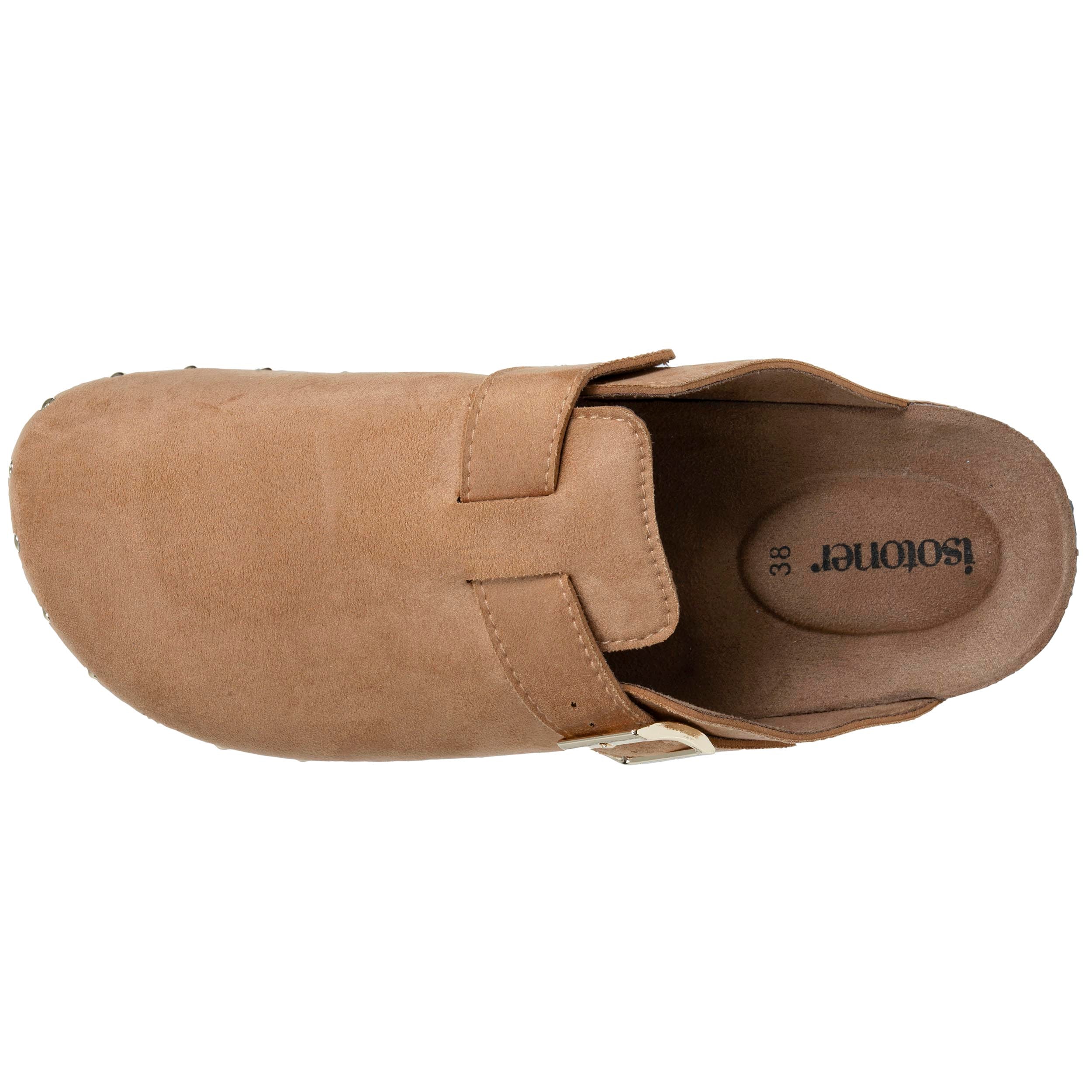 isotoner-sabots-femme-camel-clous-effet-cuir image 3