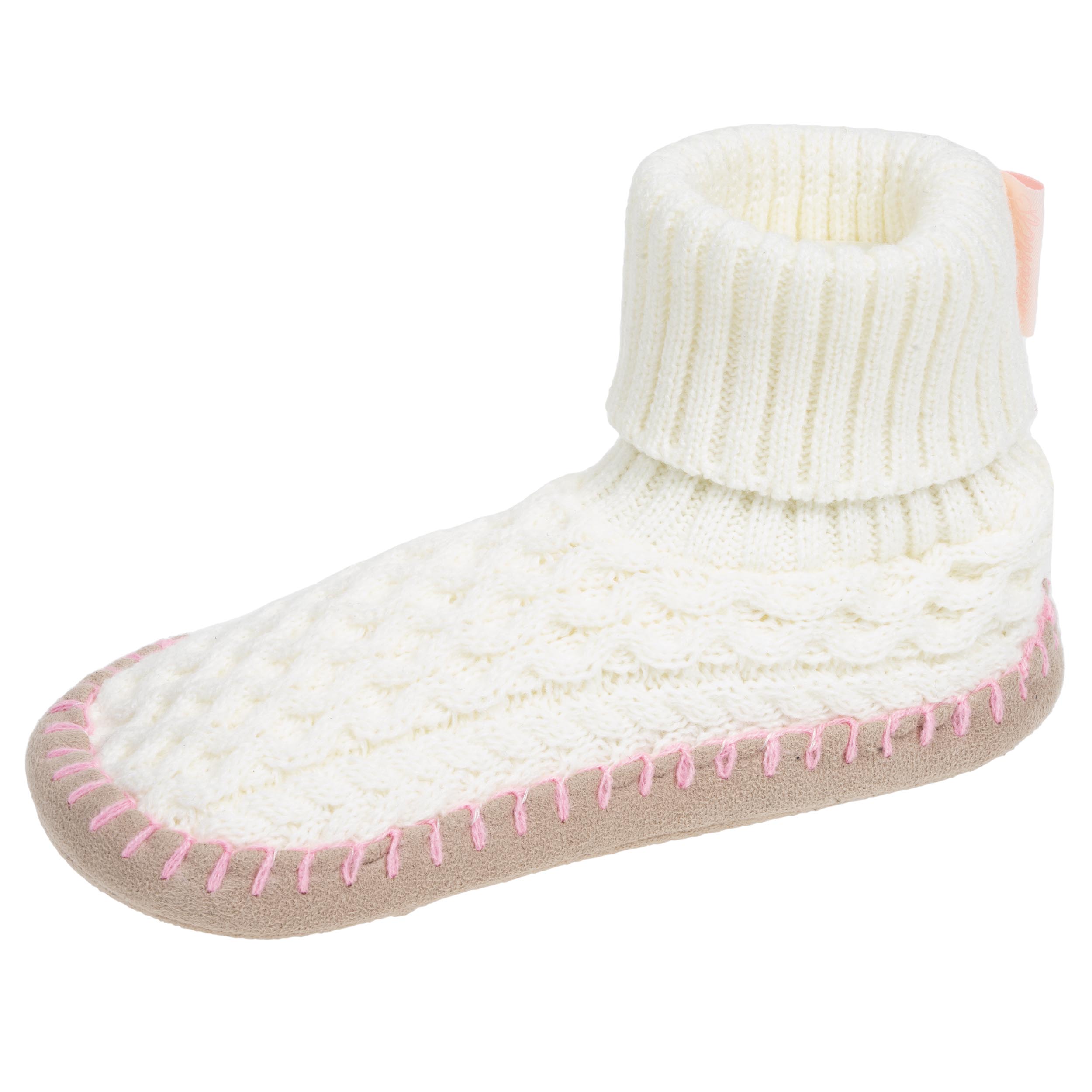 isotoner-chaussons-scandinaves-femme-maille-ivoire image 1
