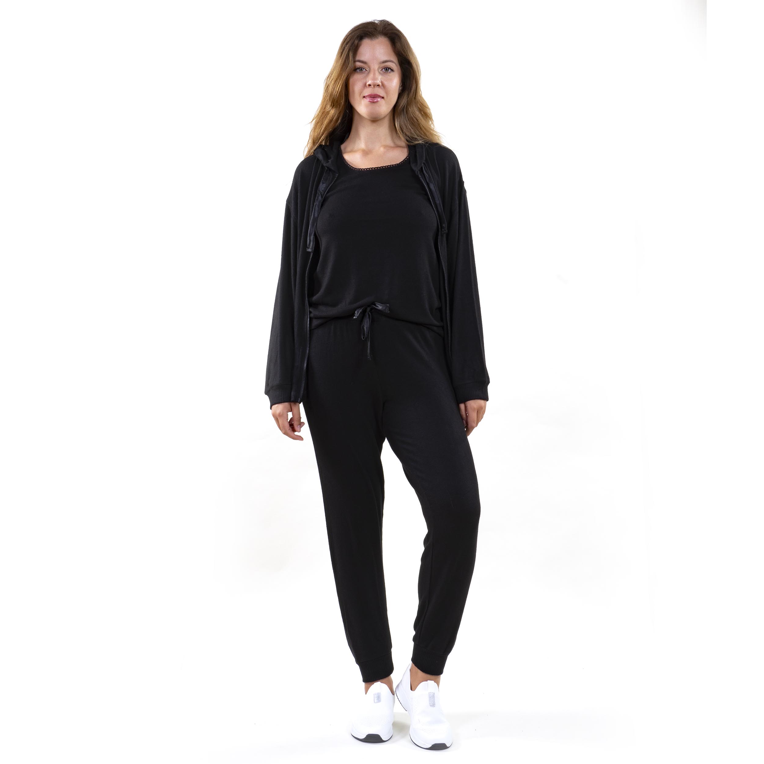 isotoner-sweat-shirt-capuche-femme-noir-viscose-ecovero image 3