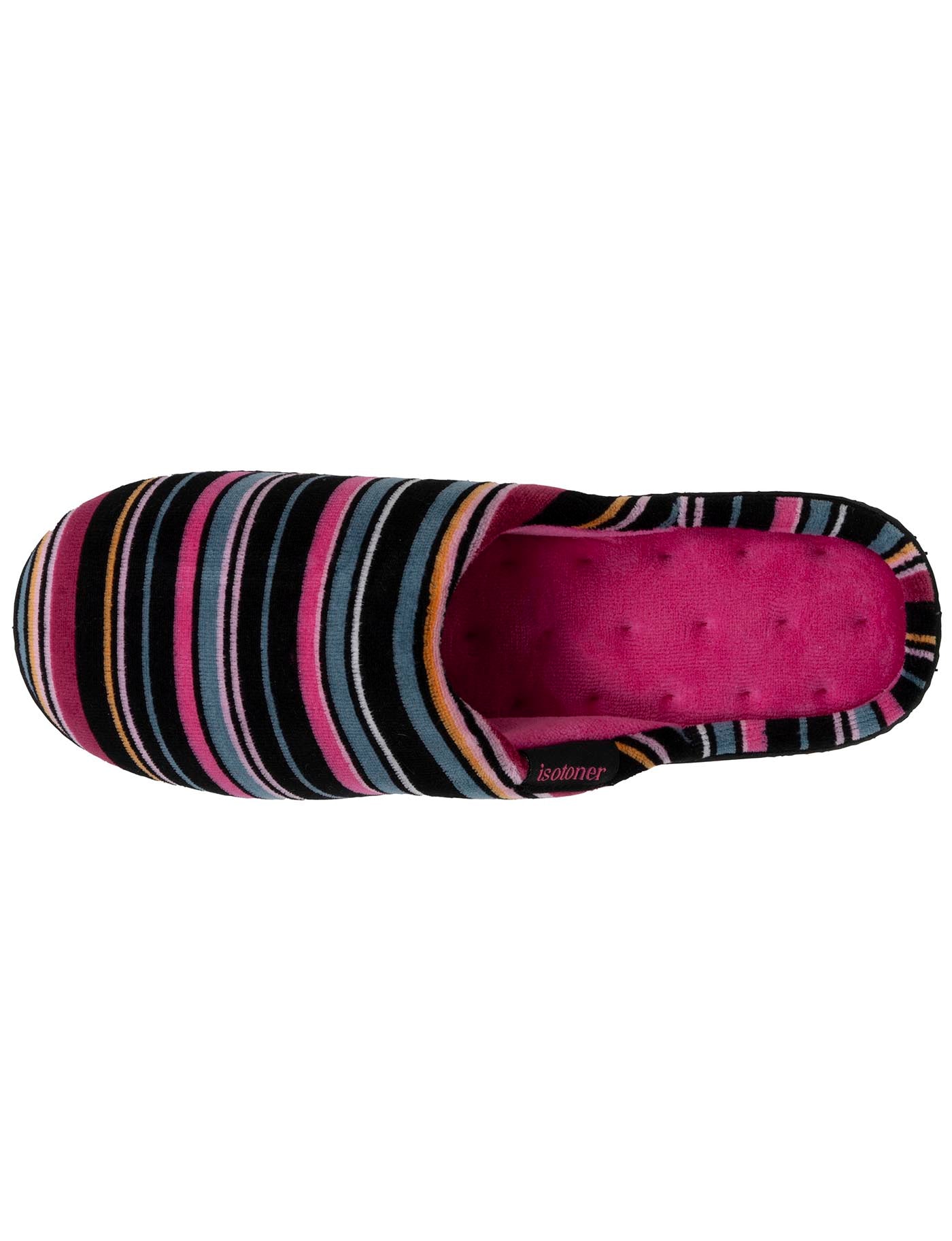 isotoner-chaussons-mules-femme-rayures-roses-m-moire-de-forme image 7