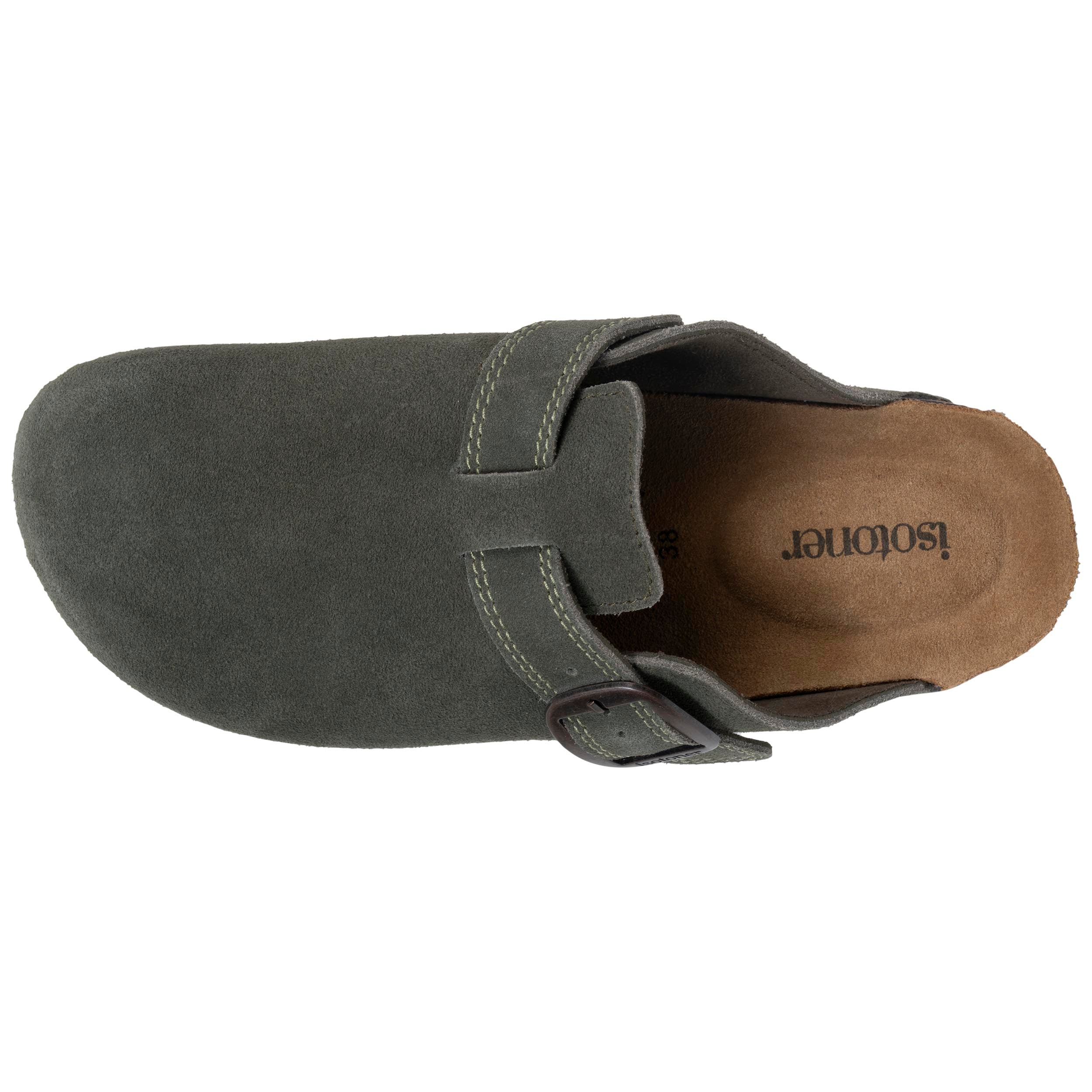 isotoner-sabots-femme-cuir-double-surpiq-res-kaki-xtra-flex image 3