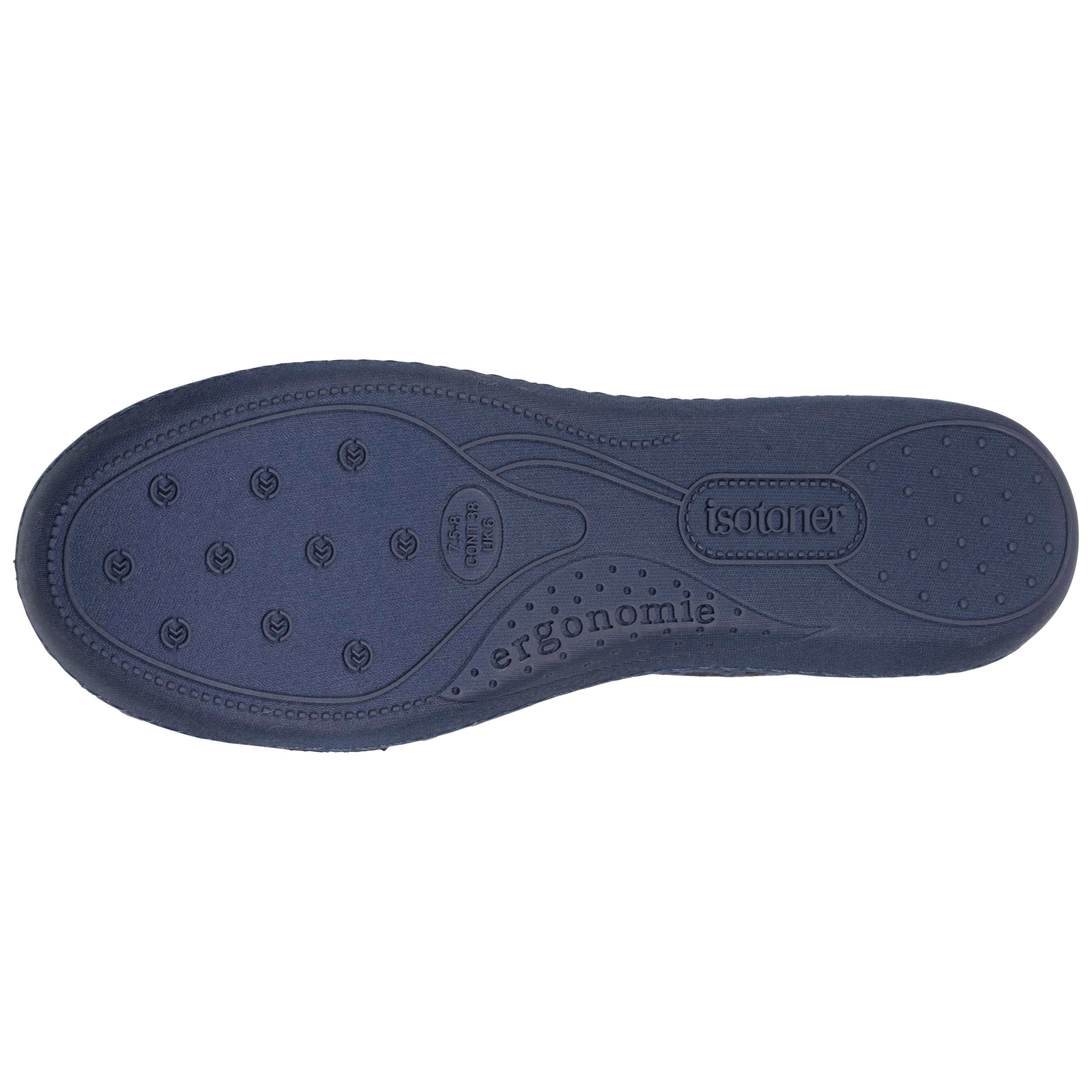 isotoner-chaussons-ballerines-femme-l-opard-marine-microvelours image 5