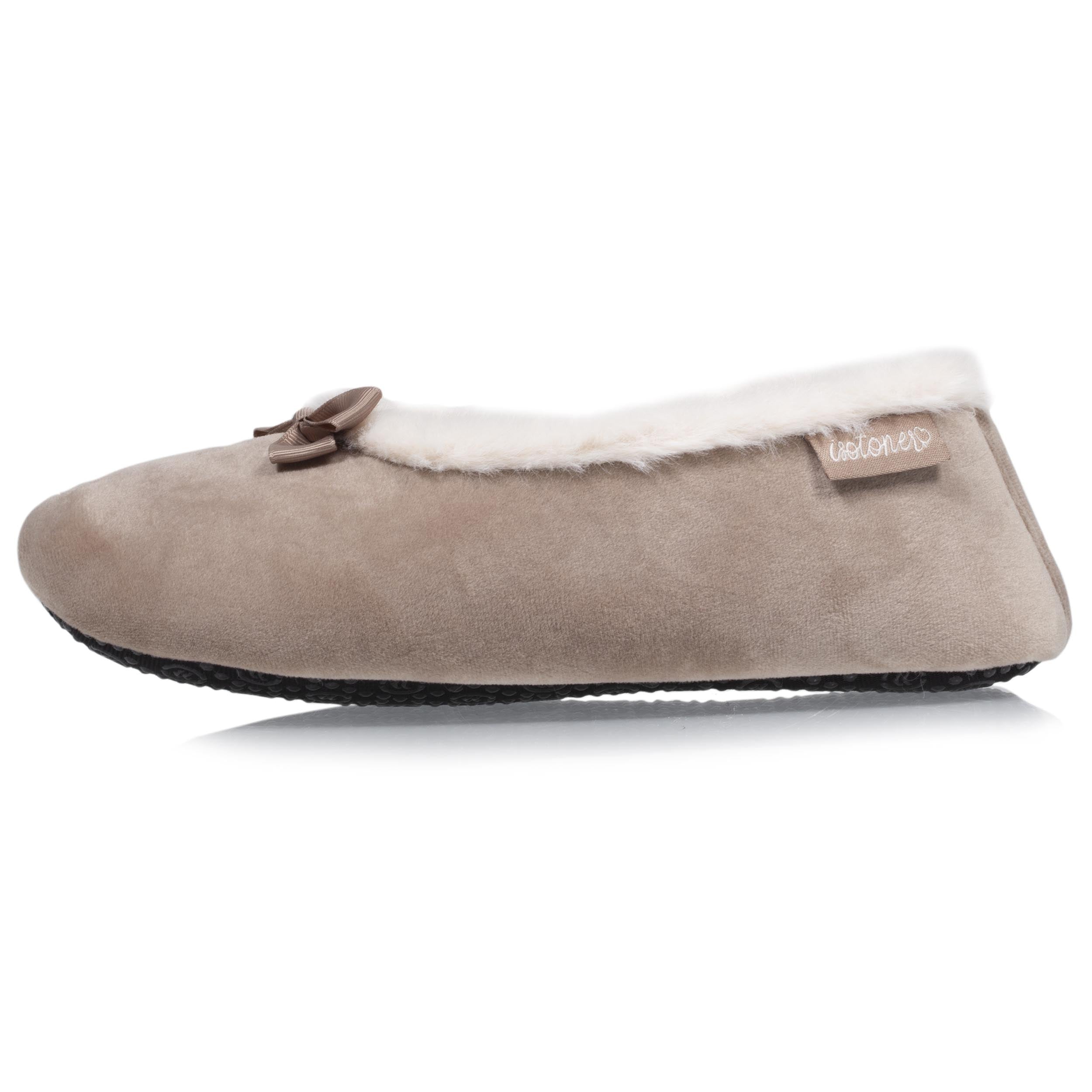 isotoner-chaussons-ballerines-femme-beige-fourrure image 3