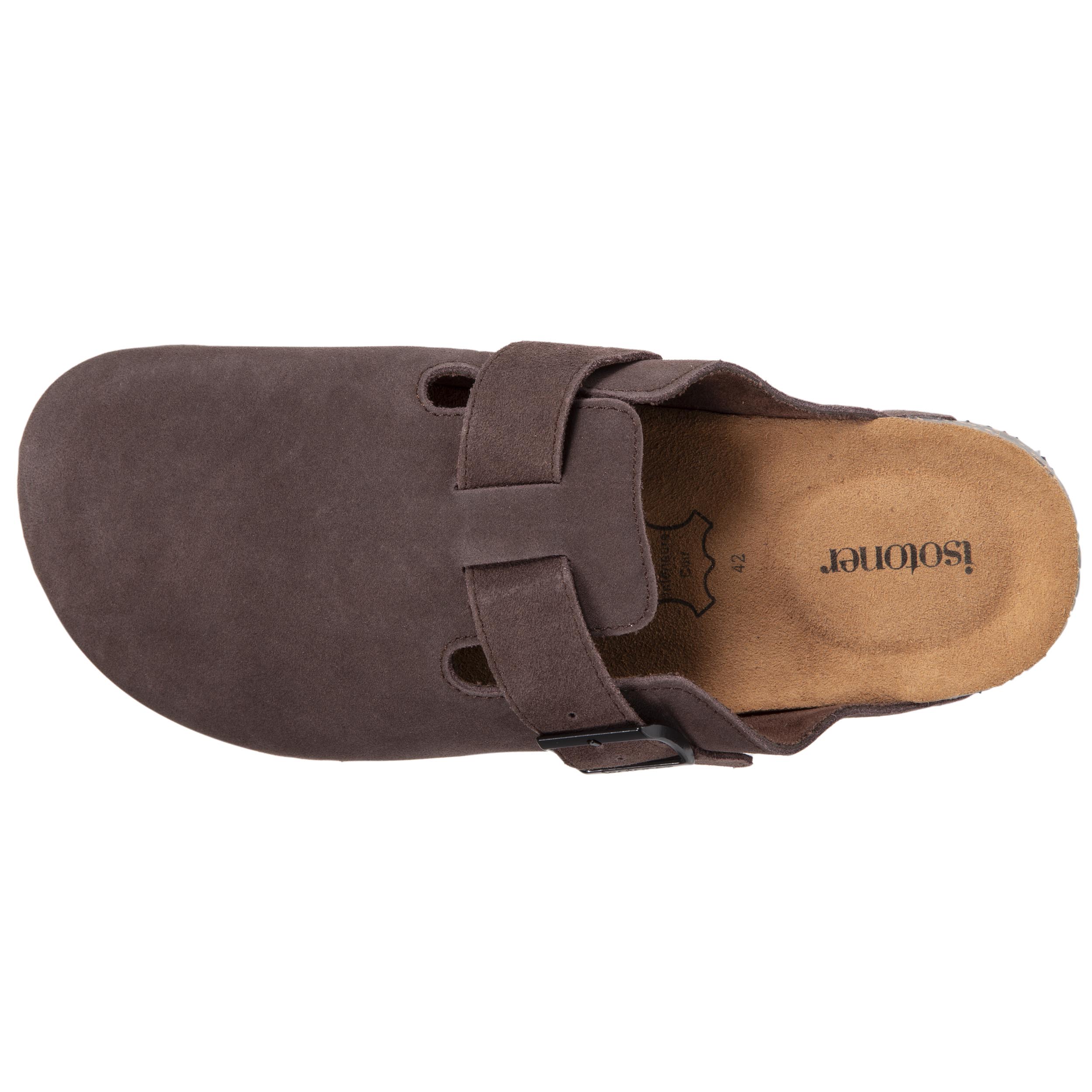 isotoner-mules-sabots-cuir-homme-chocolat-li-ge image 3
